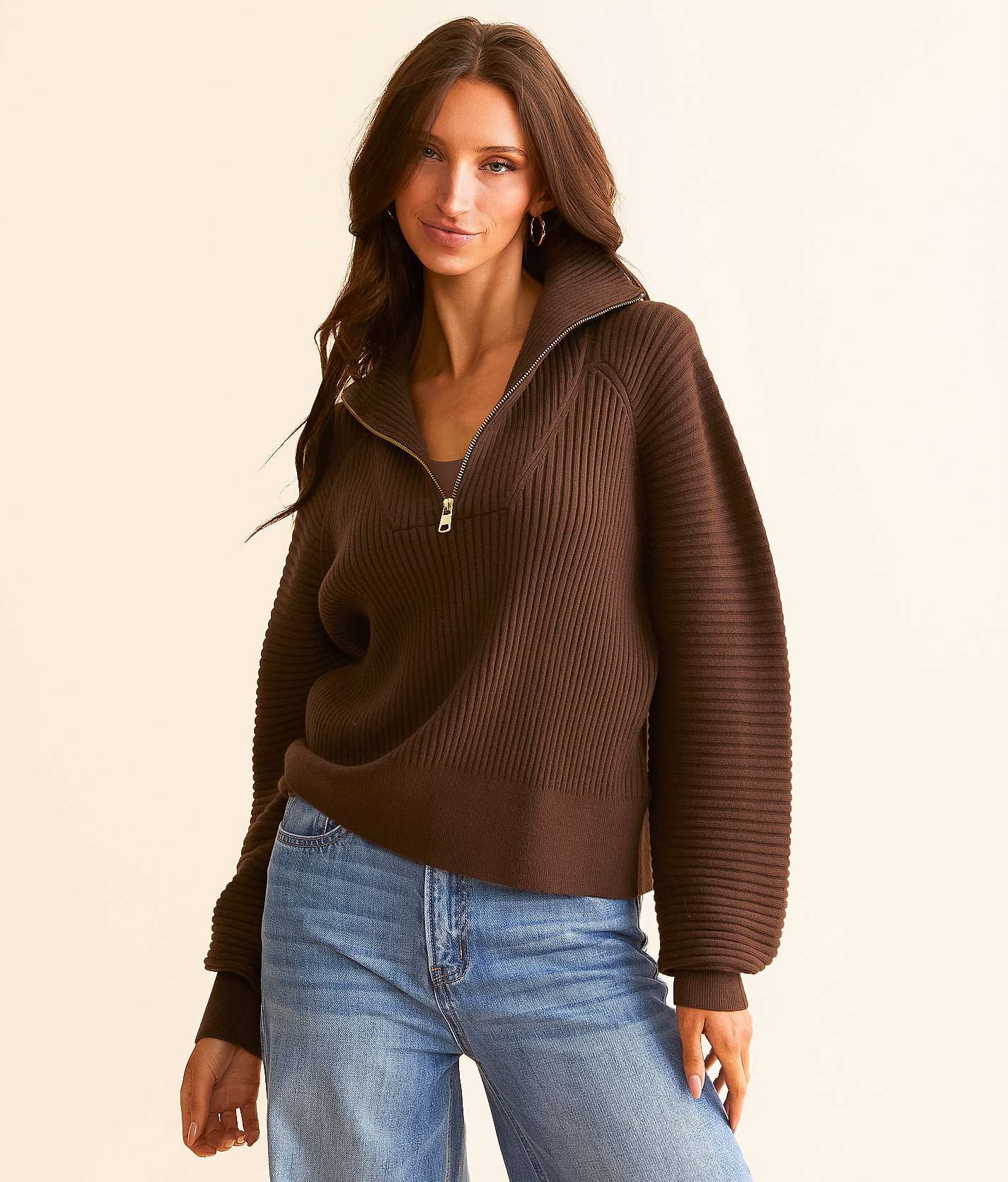 Varley Reid Half Zip Sweater - Women's Sweaters in Coffee Bean