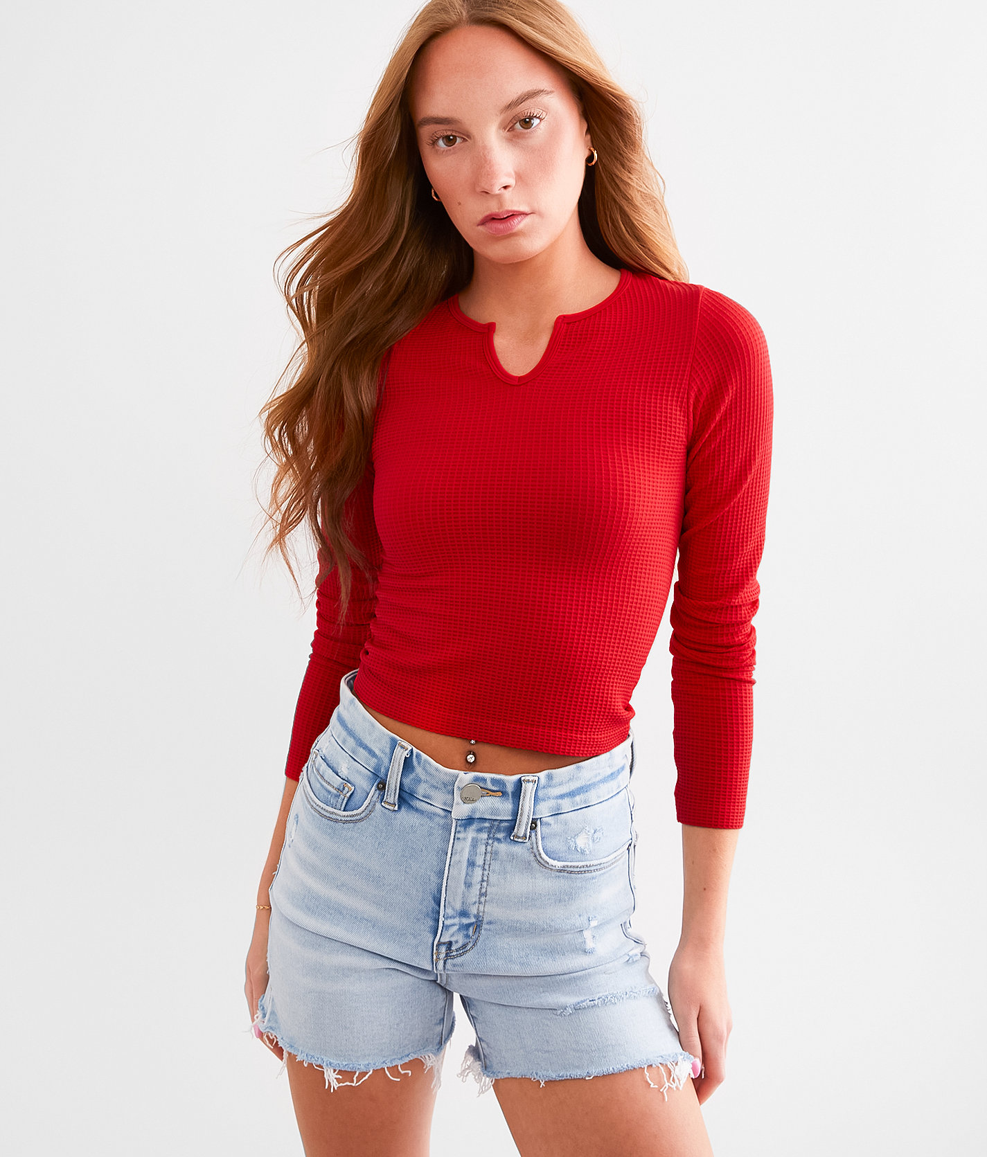 FITZ + EDDI Textured Seamless Top - Women's Shirts & Blouses in Red