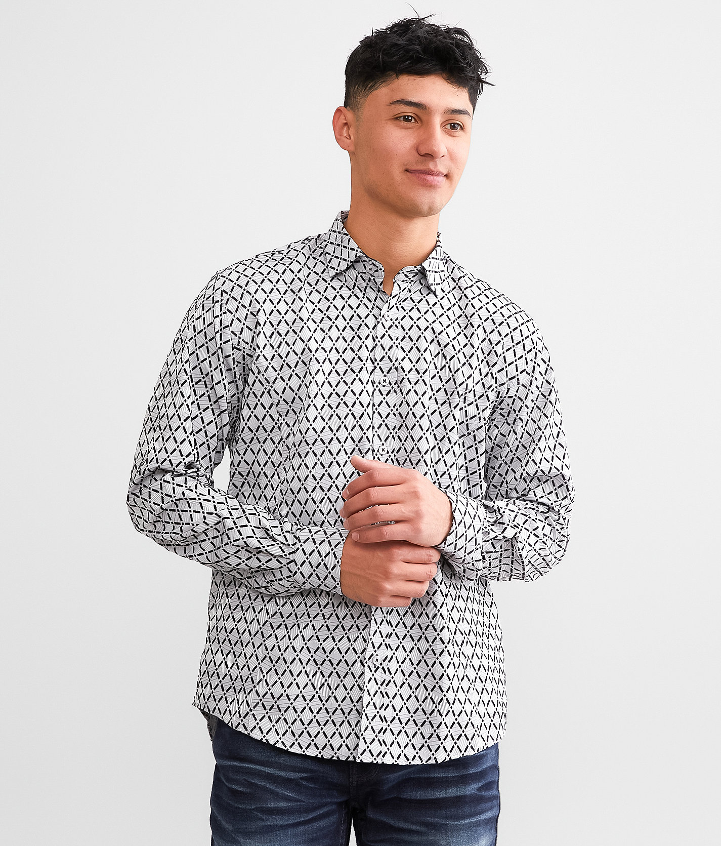 Eight X Flocked Shirt - Men's Shirts in Grey