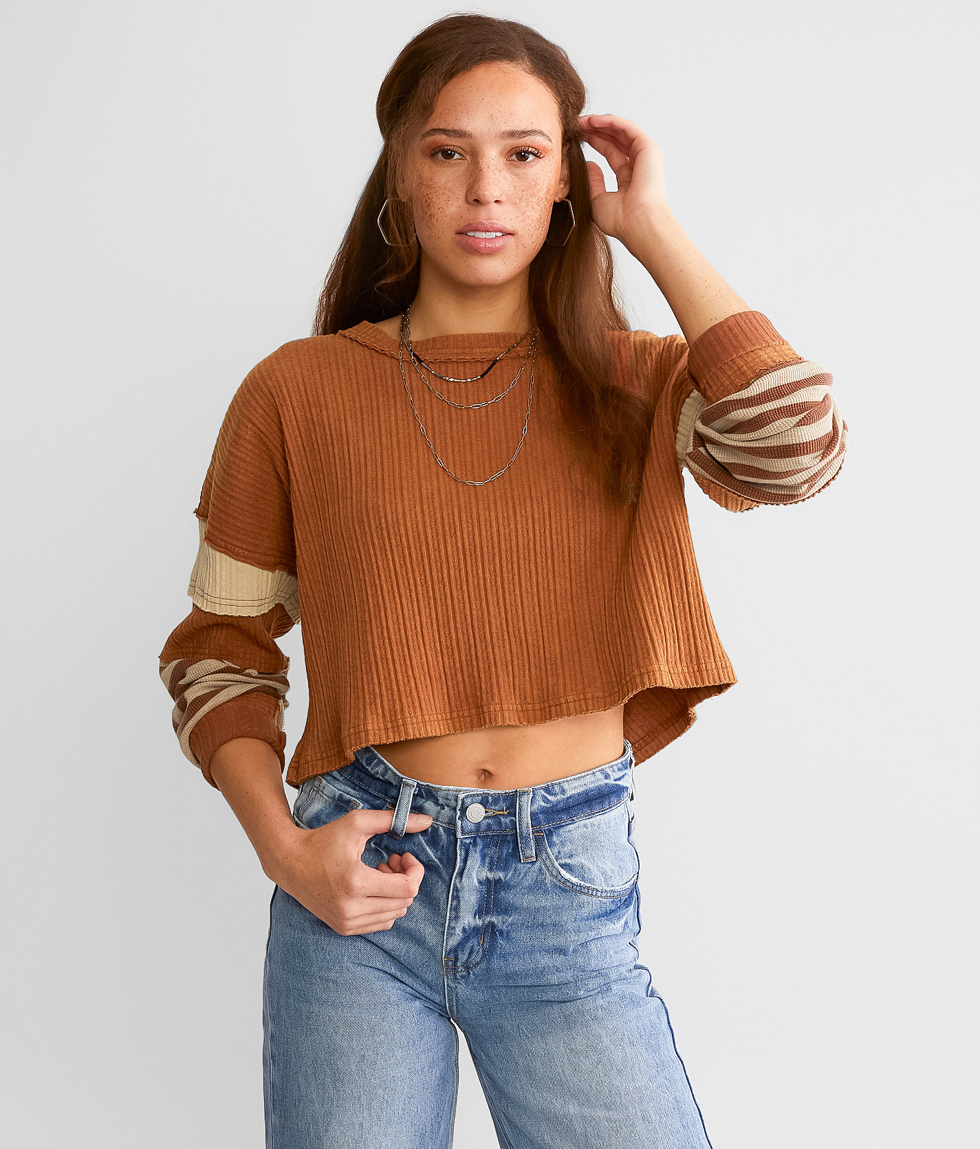 Gilded Intent Cropped Boxy Top - Women's Shirts & Blouses in Rust