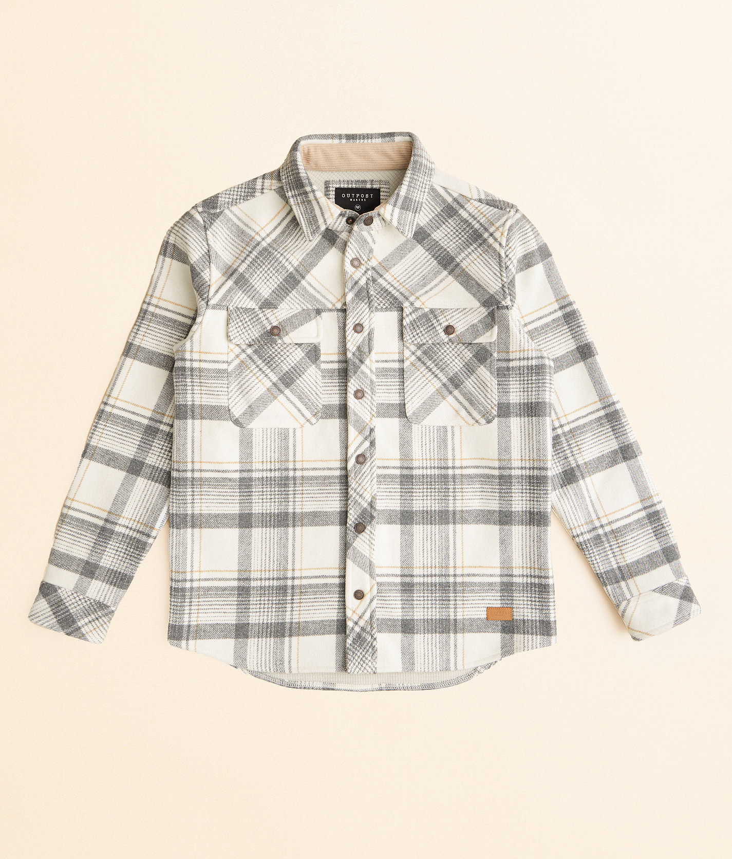 Boys - Outpost Makers Plaid Shacket - Boy's Coats & Jackets in Grey Cream