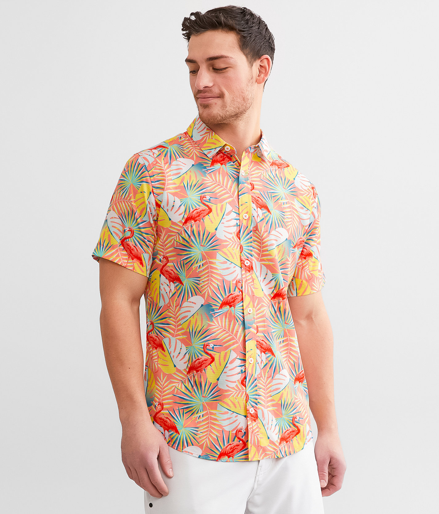 Departwest Tropical Performance Stretch Shirt - Men's Shirts in Coral