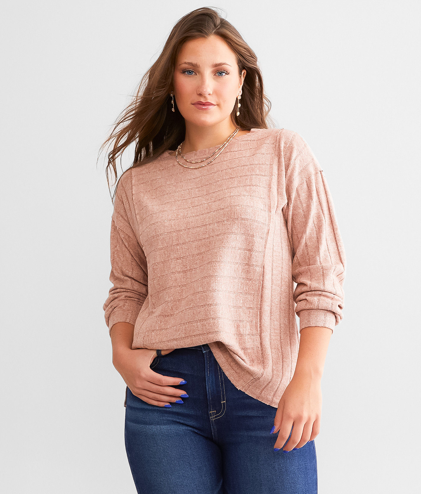 BKE Brushed Knit Top - Women's Shirts & Blouses in Russet