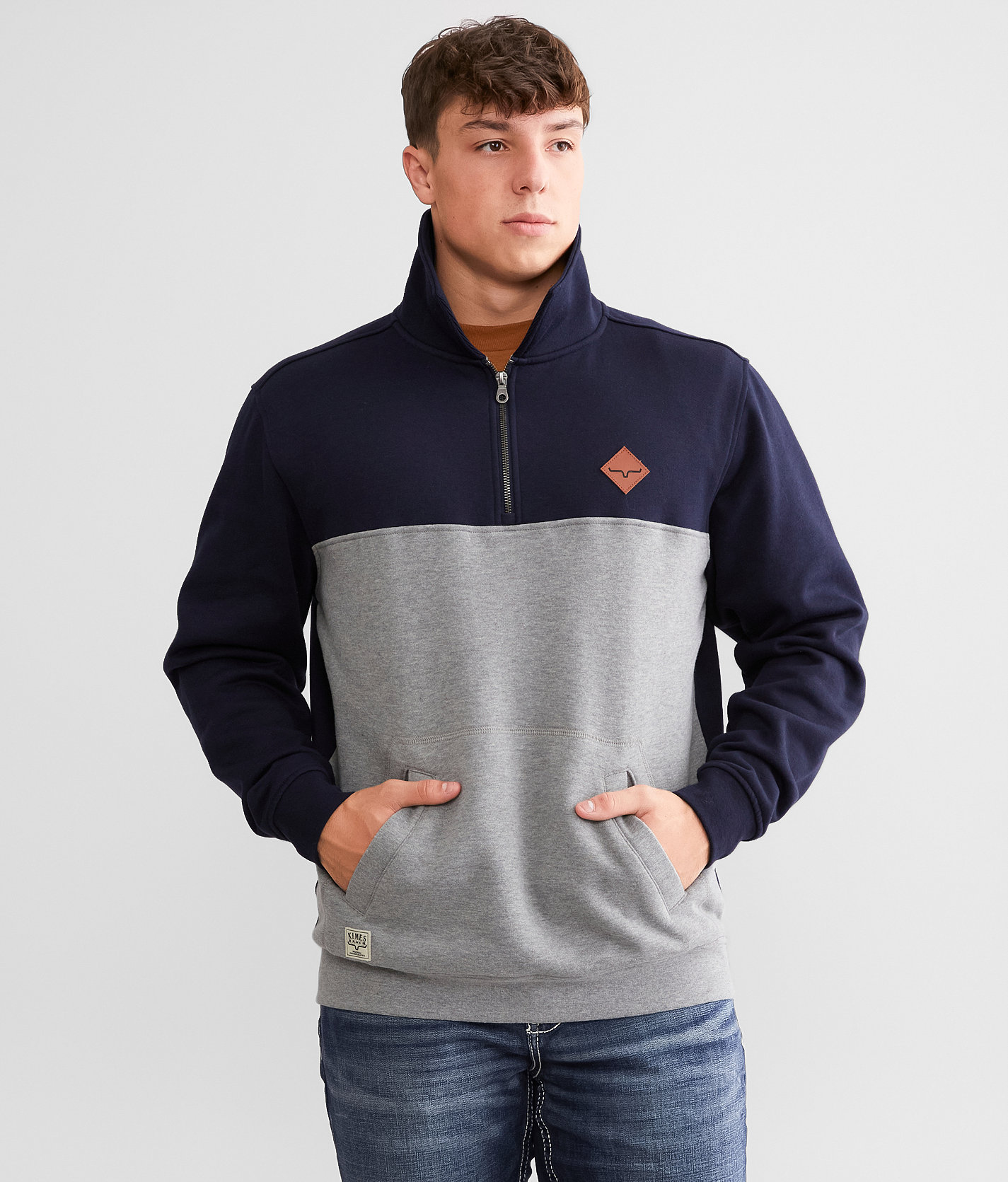 Kimes Ranch Diamond Head Quarter Zip Pullover - Men's Sweatshirts in Navy Grey