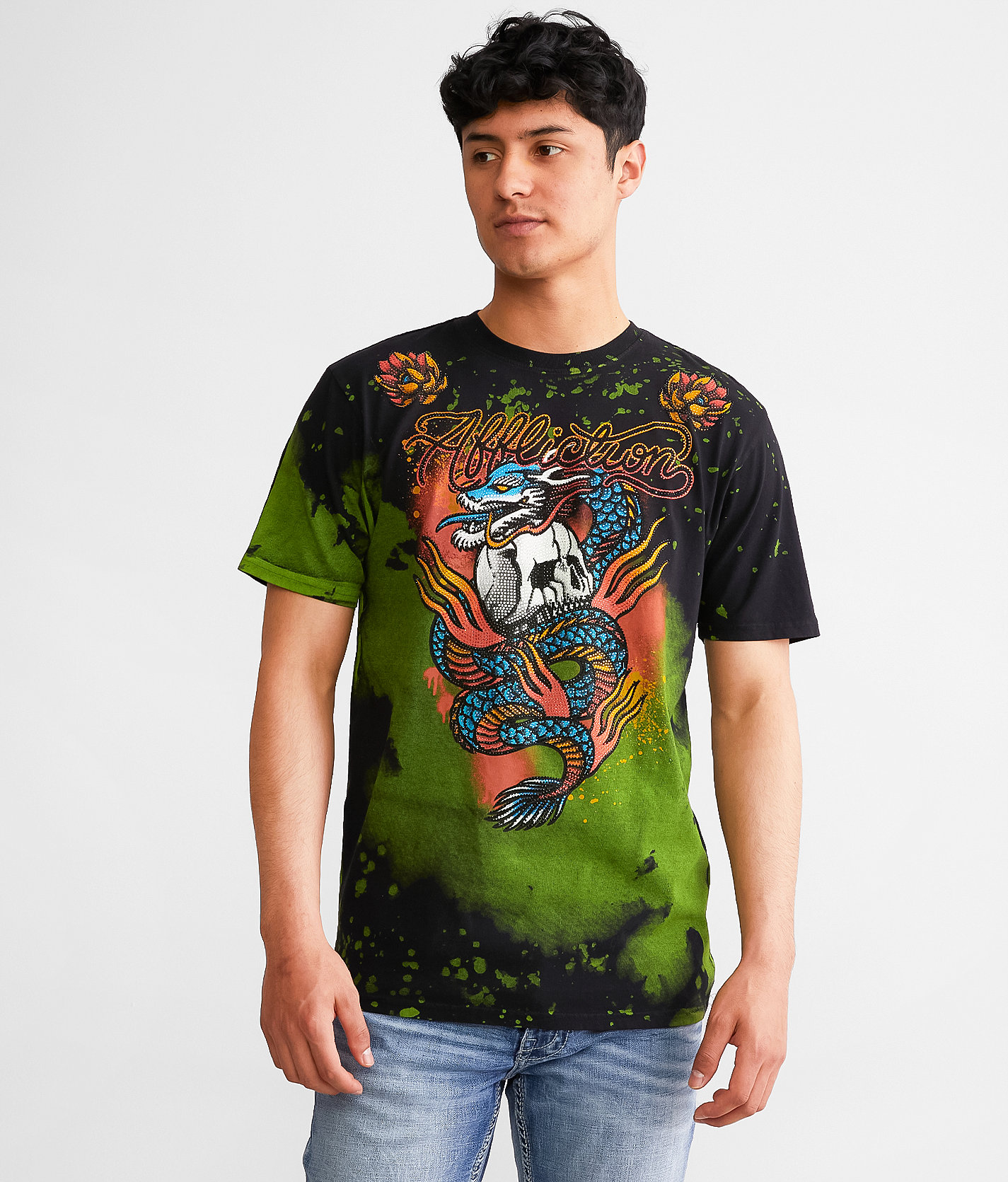 Affliction Dragon Night T-Shirt - Men's T-Shirts in Black Multi