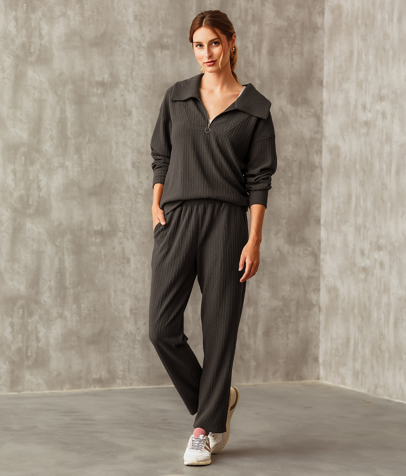 Buckle Black Tapered Pant - Women's Pants in Charcoal