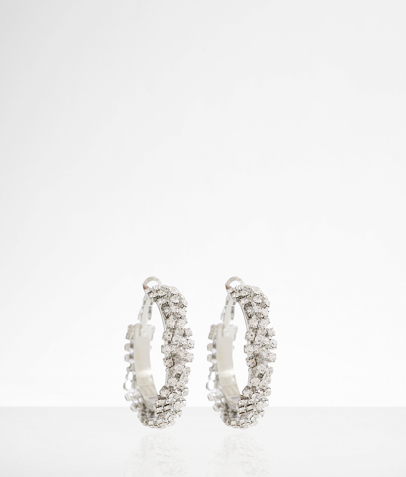 boutique by BKE Twisted Glitz Hoop Earring - Women's Jewelry in Silver