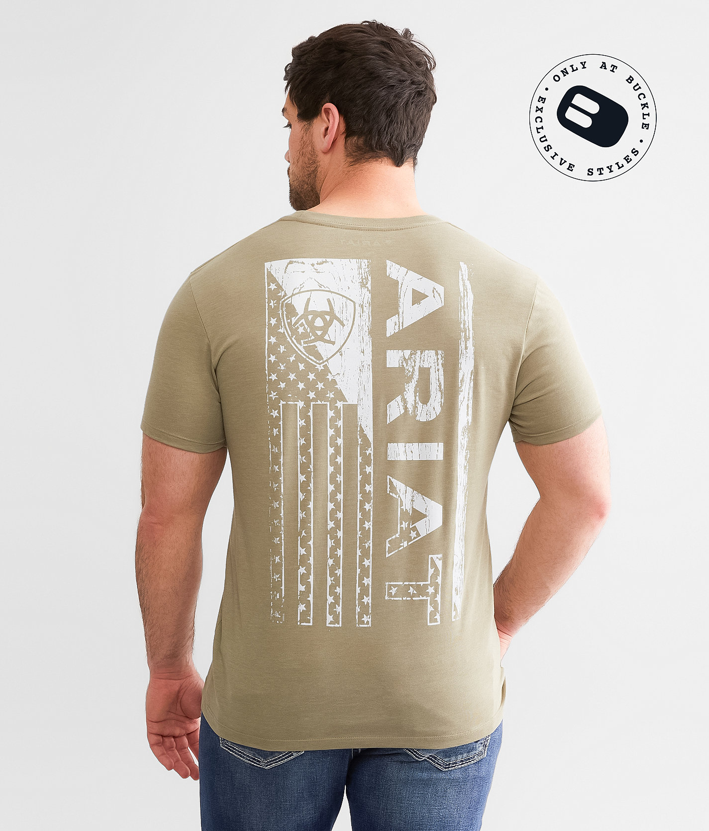 Ariat Flag Block T-Shirt - Men's T-Shirts in Sage Heather