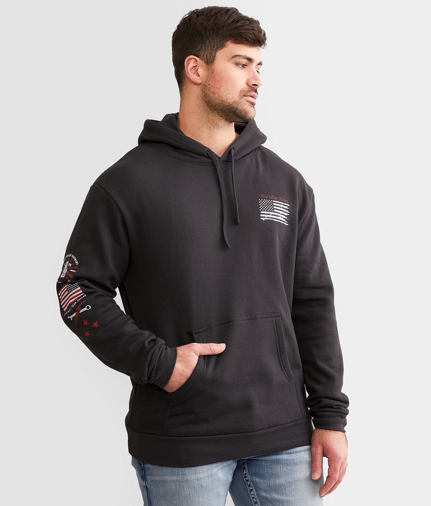 Howitzer Blue Collar Patriot Hooded Sweatshirt - Men's Sweatshirts in Vintage Black