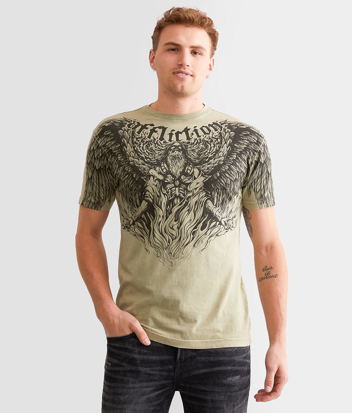 Affliction Ascending T-Shirt - Men's T-Shirts in Abbey Stone Lava Wash