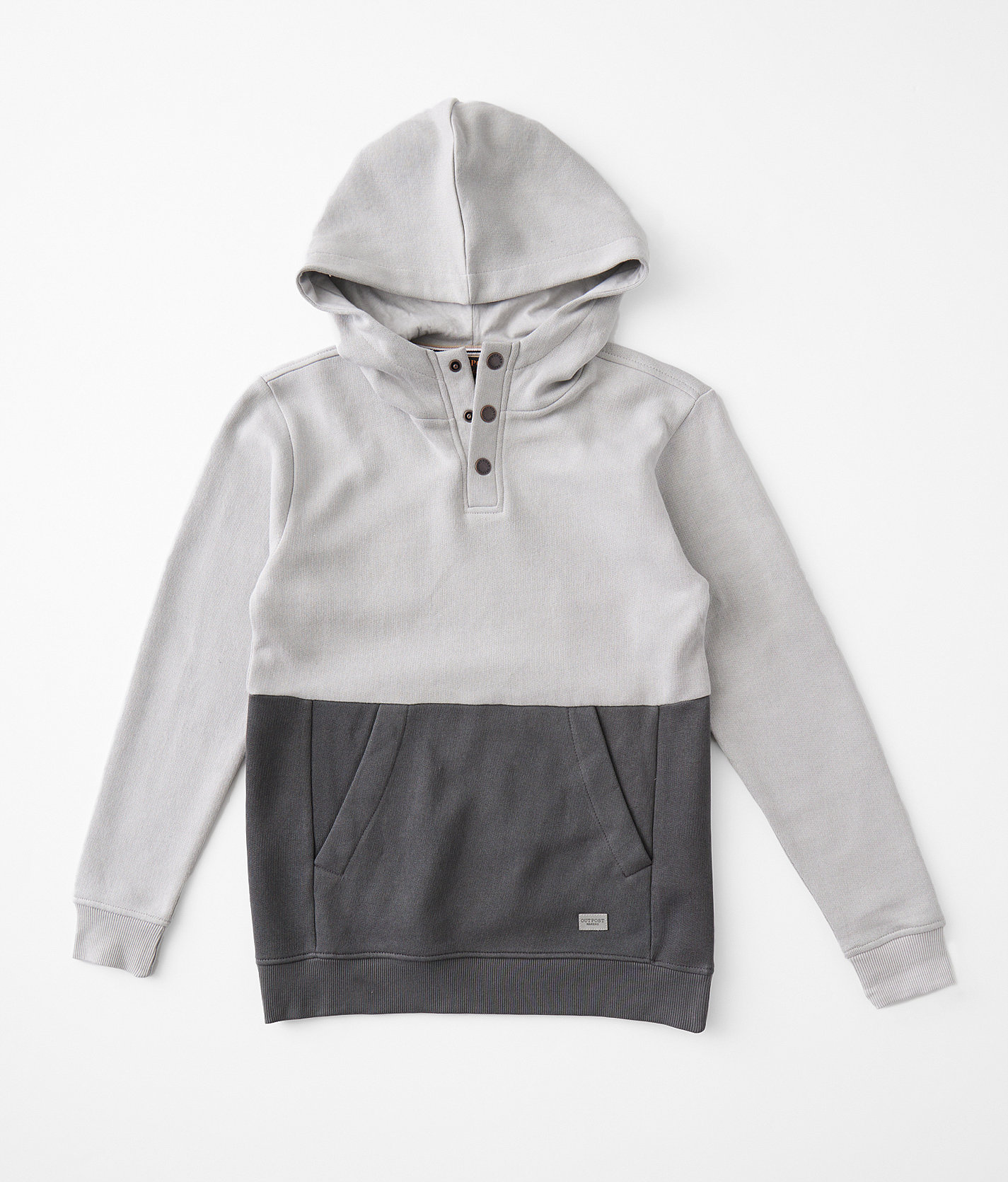 Boys - Outpost Makers Henley Hooded Sweatshirt - Boy's Sweatshirts in Lunar Rock Licorice