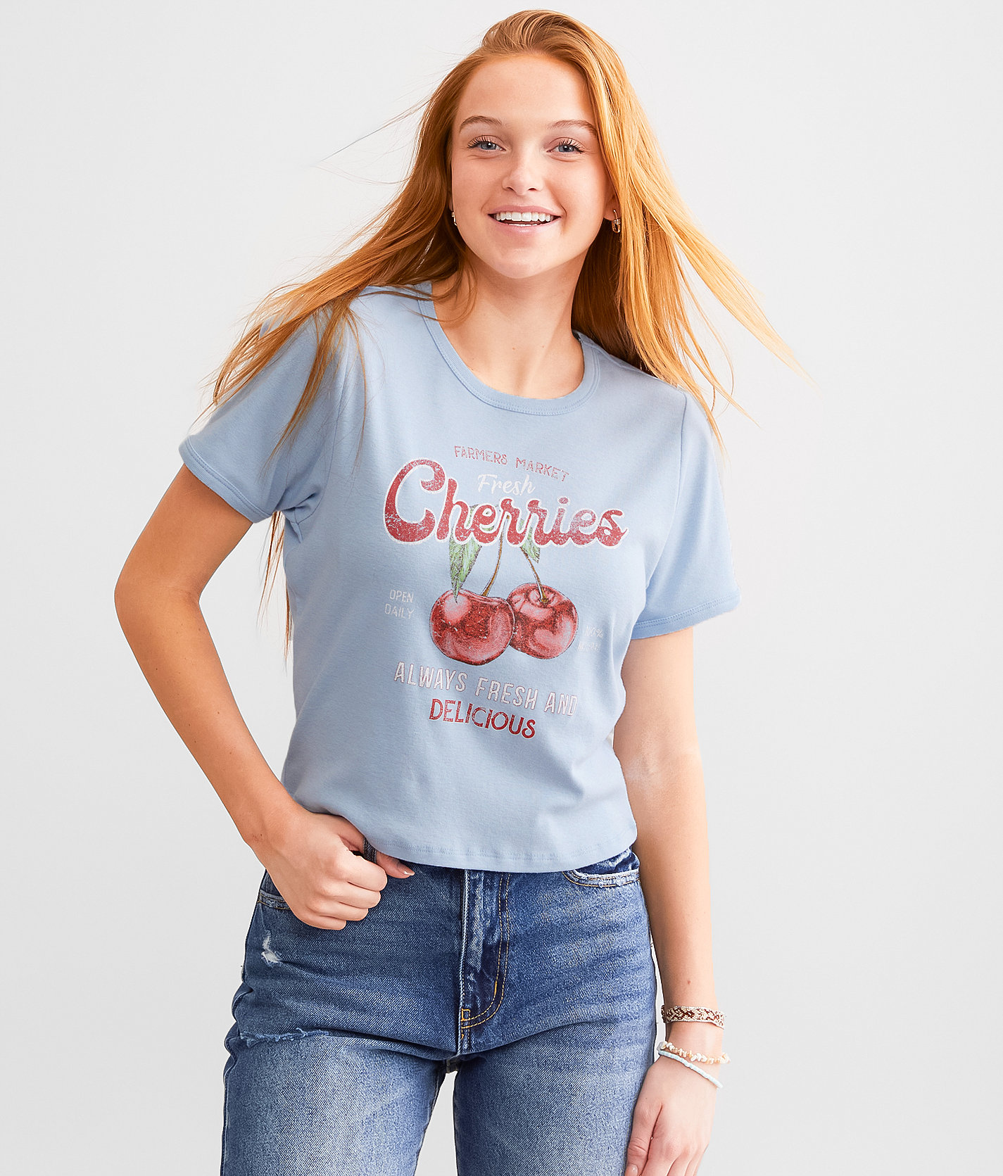 Modish Rebel Fresh Cherries Baby T-Shirt - Women's T-Shirts in Skyway