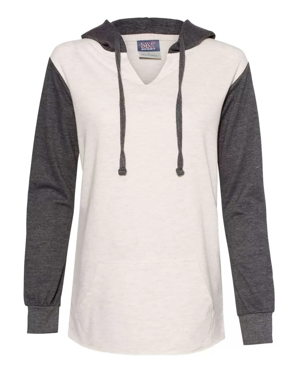 MV Sport W20145 Women’s French Terry Hooded Pullover WITH Colorblocked Sleeves