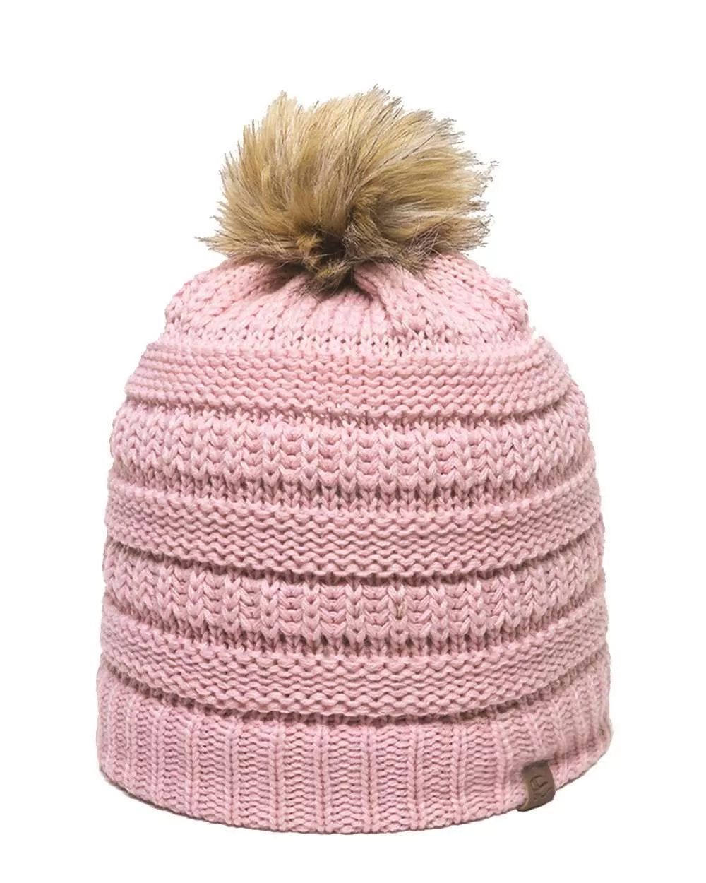 Outdoor Cap OC805 Cable Faux Fur Pom Beanie
