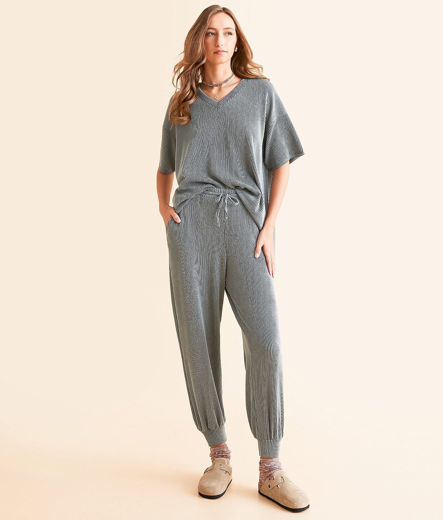 BKE Ribbed Knit Jogger - Women's Sweatpants in Balsam Green