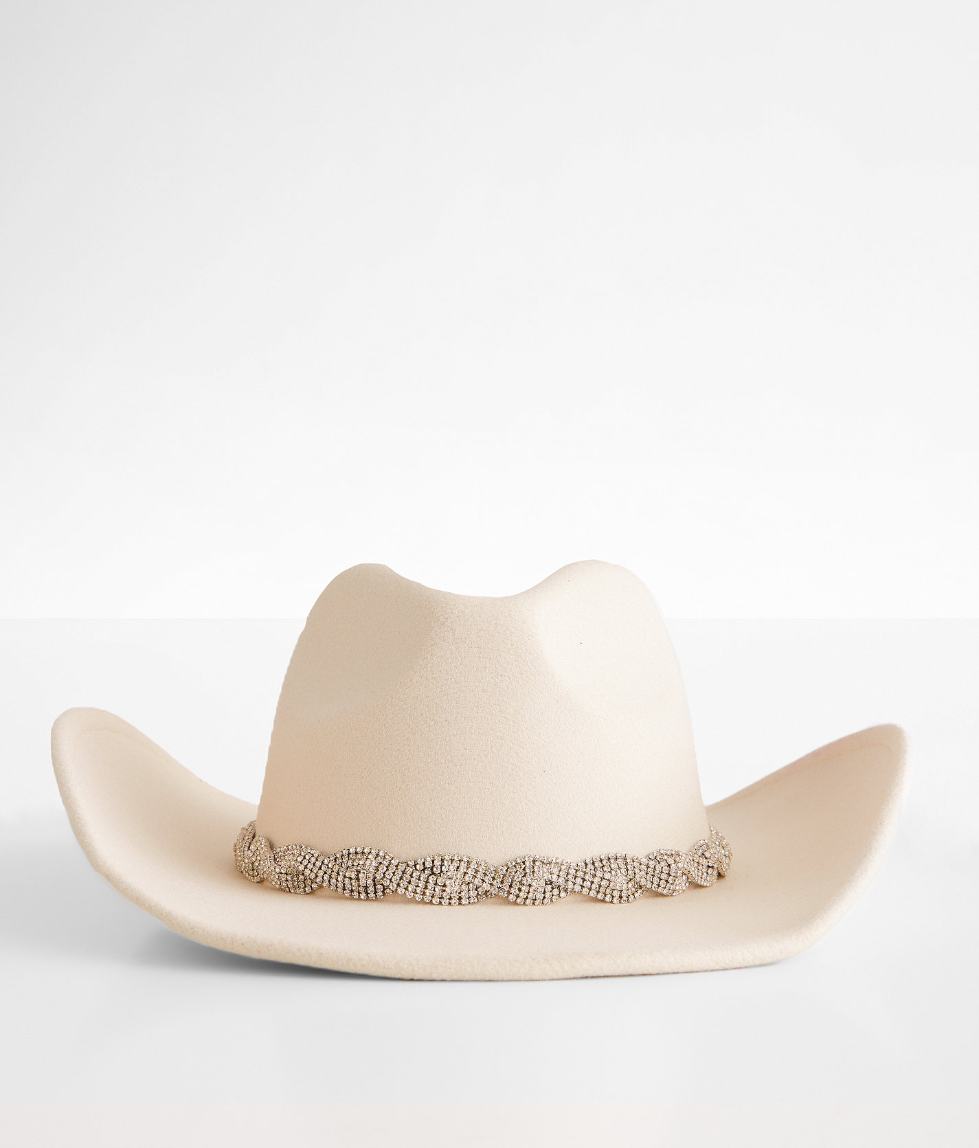Fame Accessories Rhinestone Band Cowboy Hat - Women's Hats in Ivory