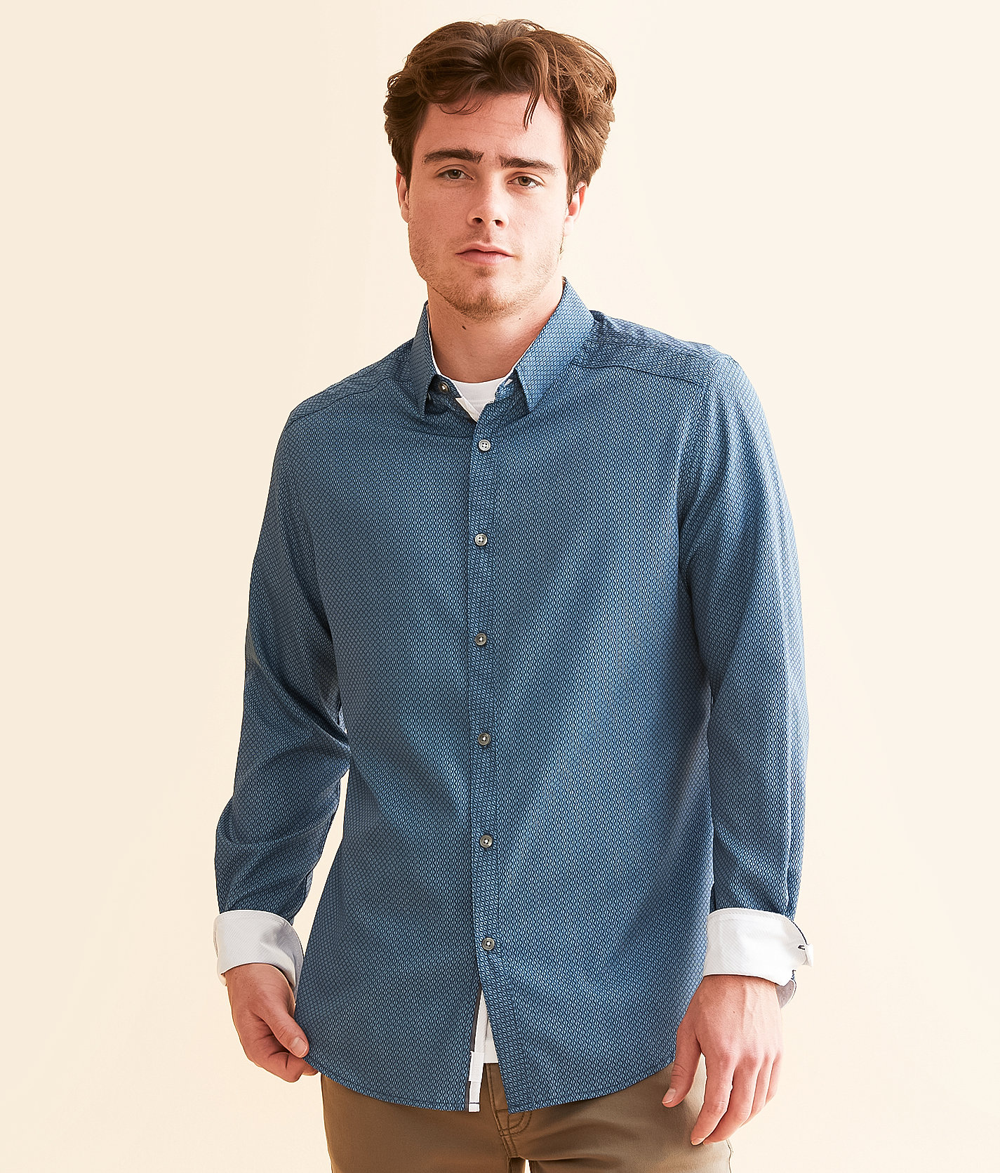 J.B. Holt Zig Zag Standard Performance Stretch Shirt - Men's Shirts in Blue