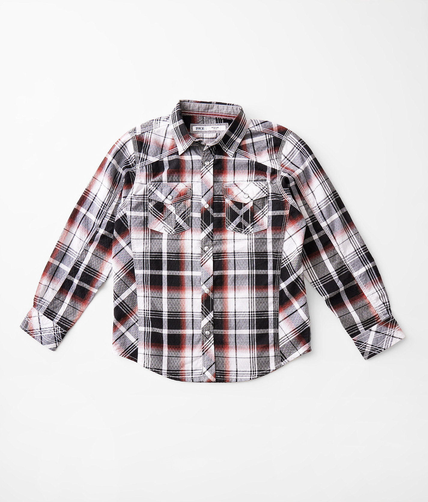 Boys - BKE Plaid Shirt - Boy's Shirts in White Black Rust