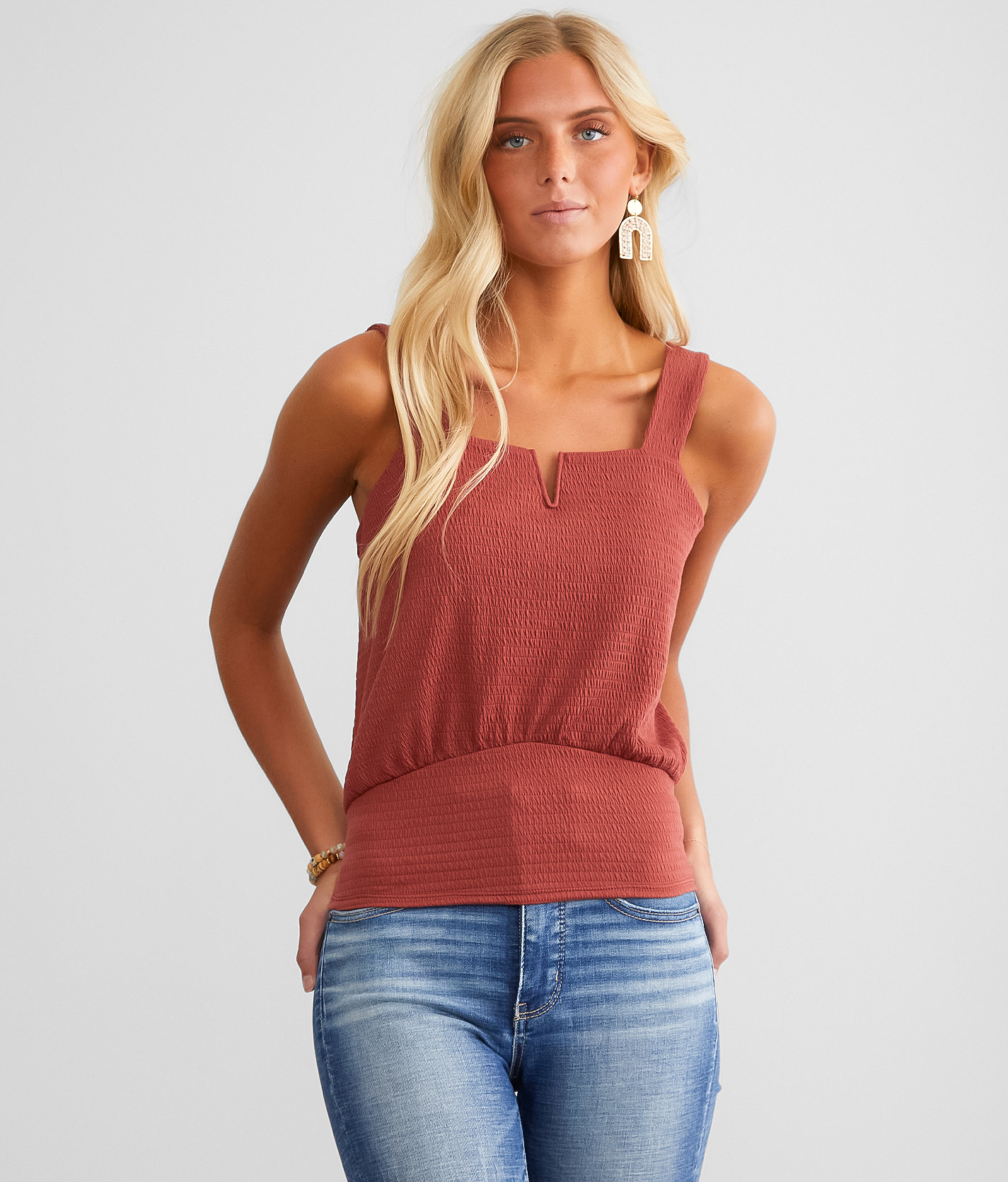Daytrip Textured V-Wire Tank Top - Women's Tank Tops in Apple Butter