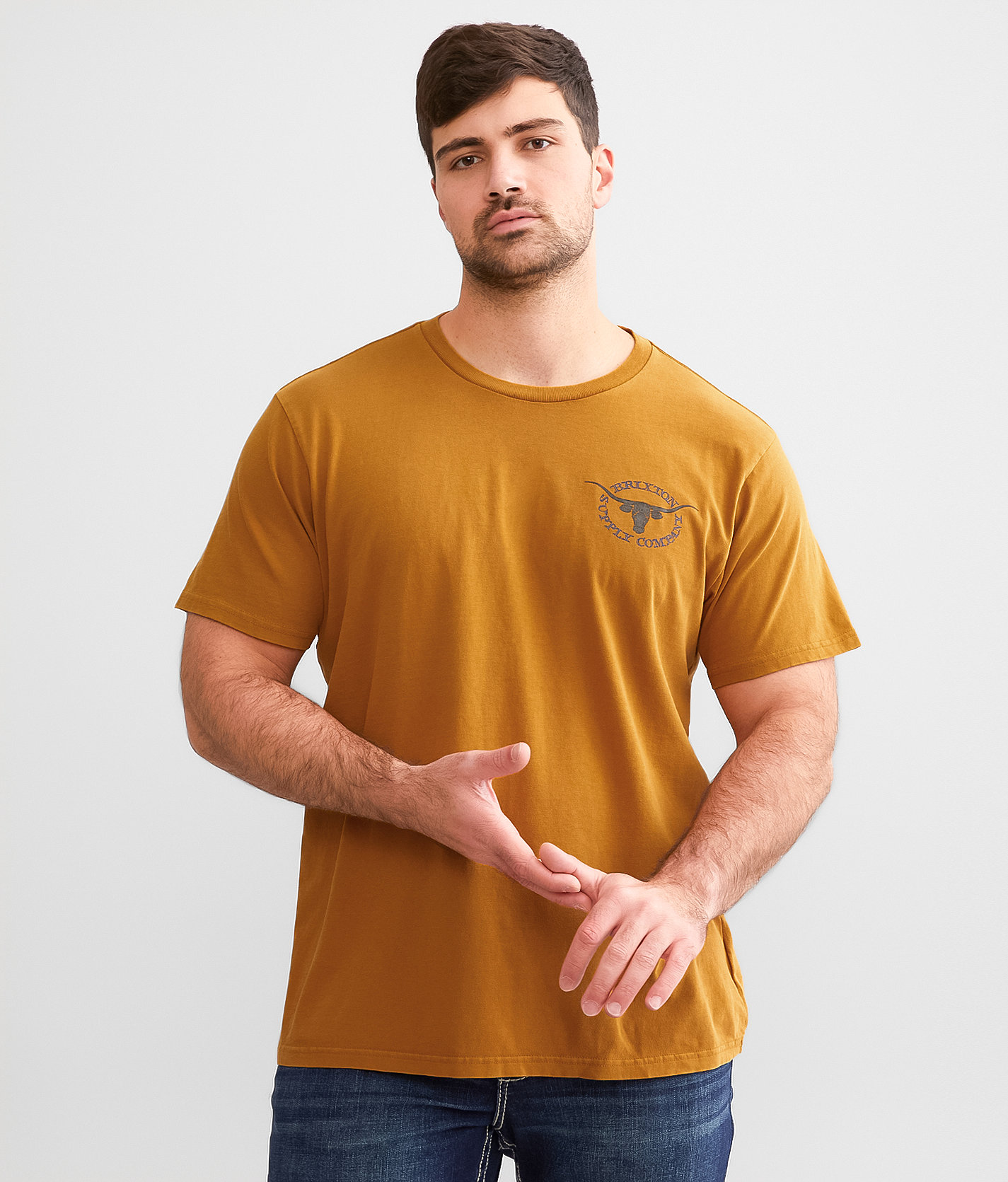 Brixton Boswell T-Shirt - Men's T-Shirts in Golden Brown Worn Wash