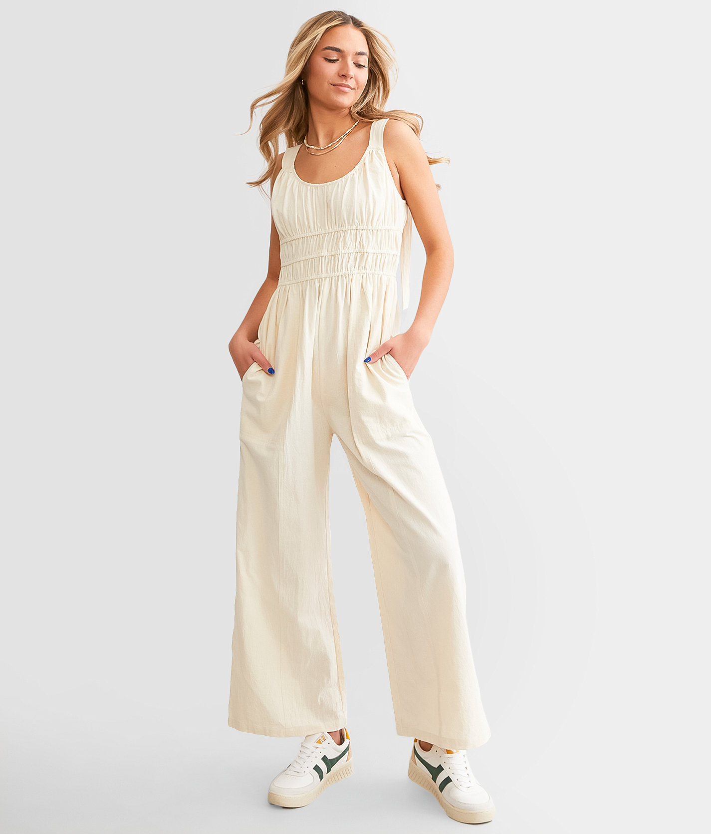 Davi & Dani Cropped Wide Leg Jumpsuit - Women's Rompers & Jumpsuits in Linen