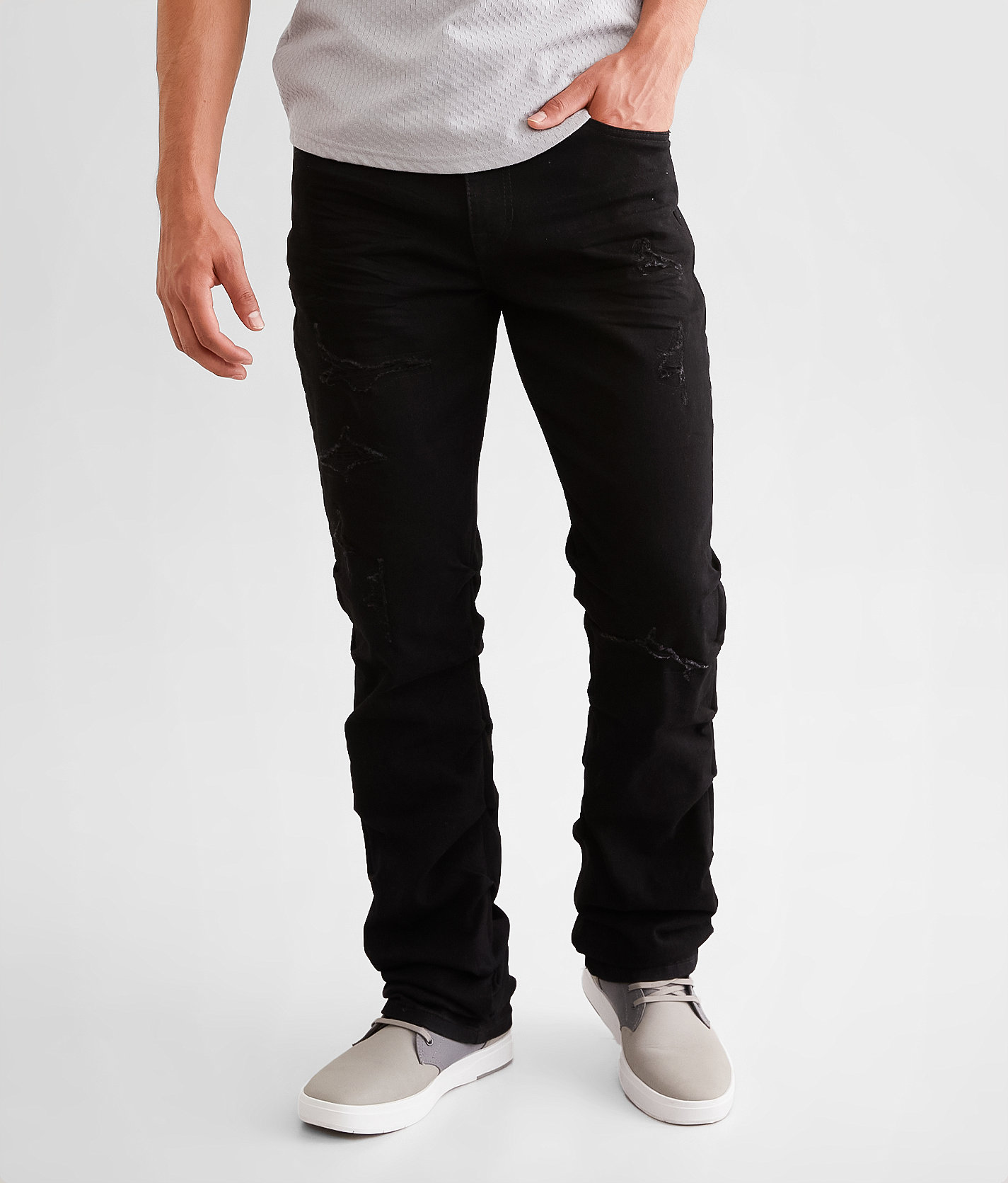 Smoke Rise® Stacked Straight Stretch Jean - Men's Jeans in Jet Black