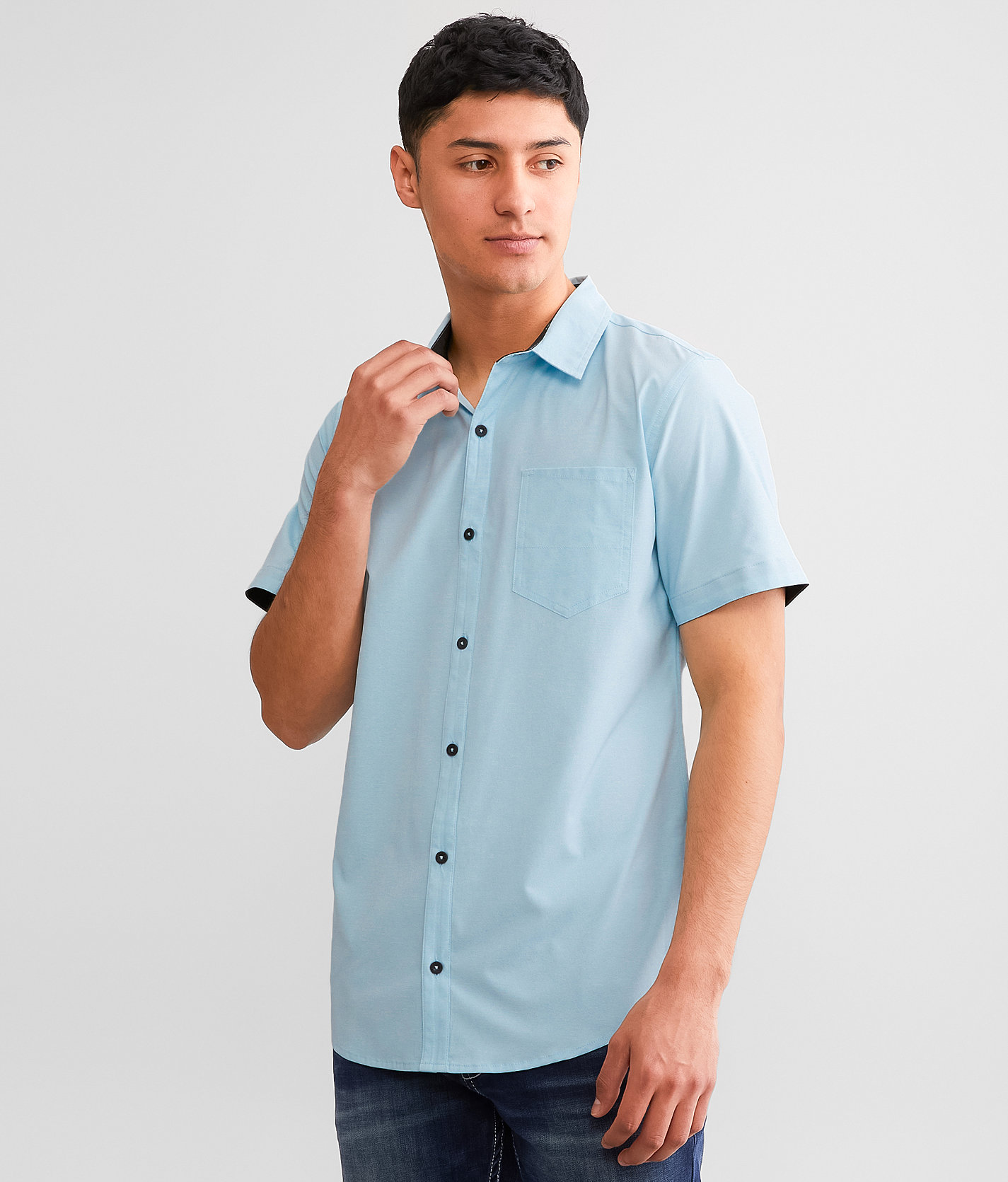 Departwest Solid Performance Stretch Shirt - Men's Shirts in Light Aqua