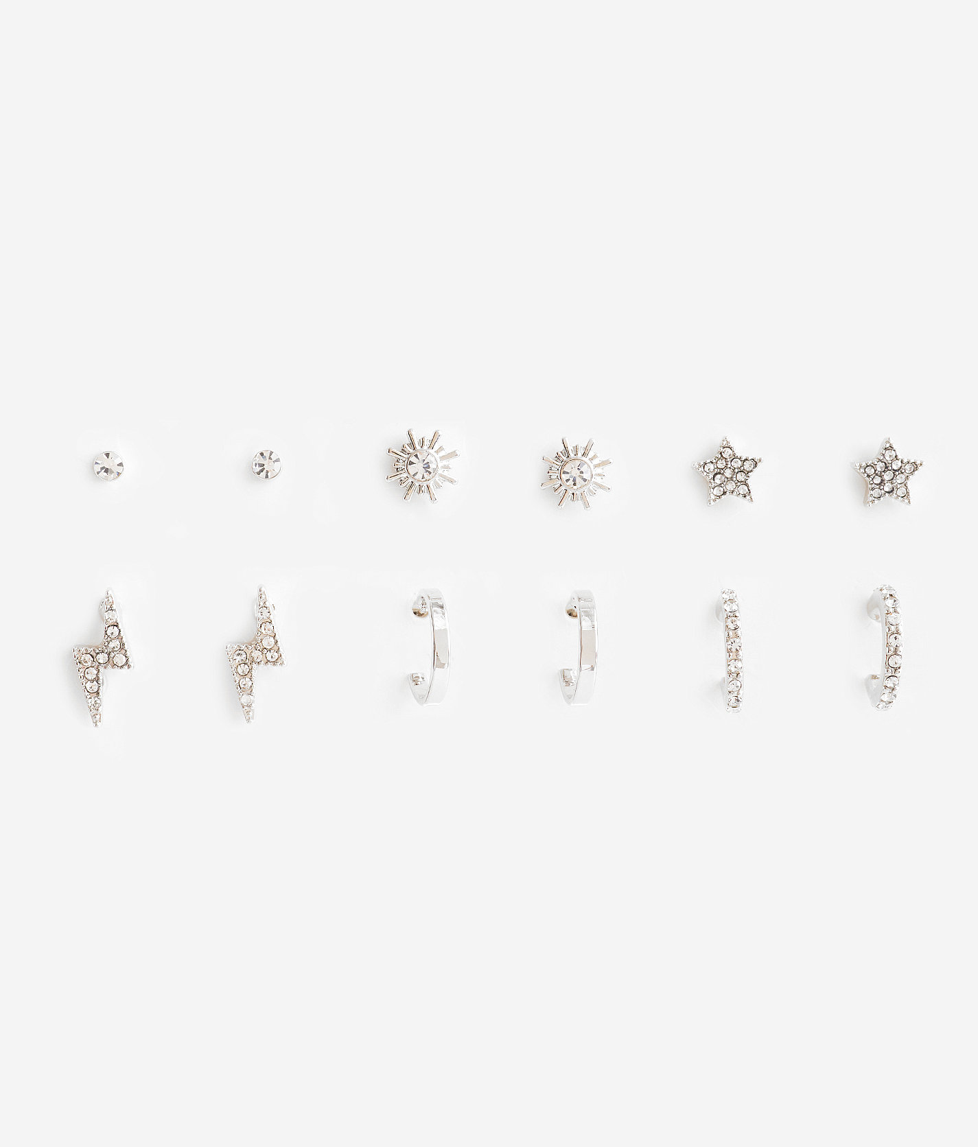 boutique by BKE 6 Pack Glitz Earring Set - Women's Jewelry in Silver