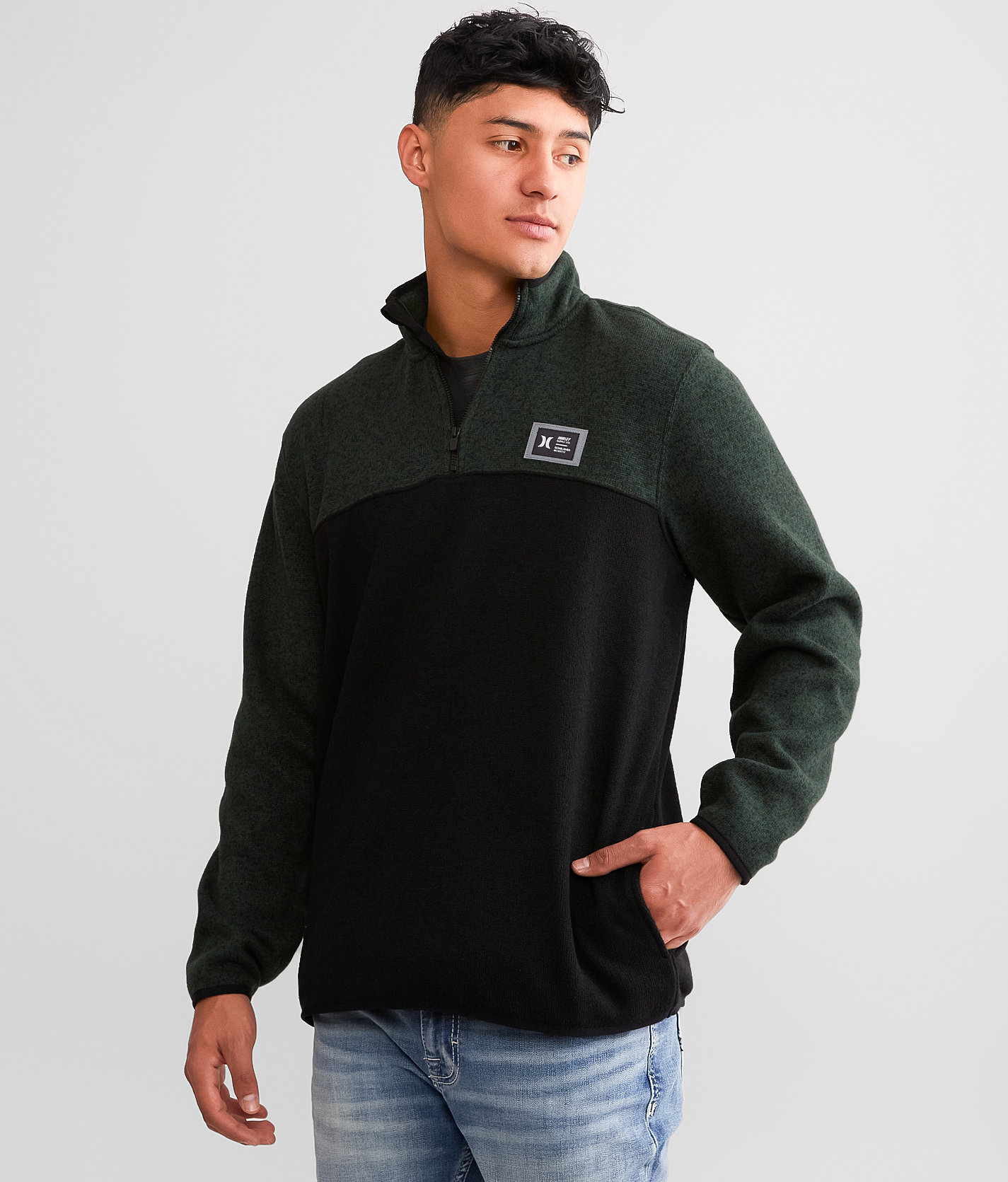Hurley Crusade Quarter Zip Pullover - Men's Sweatshirts in Black