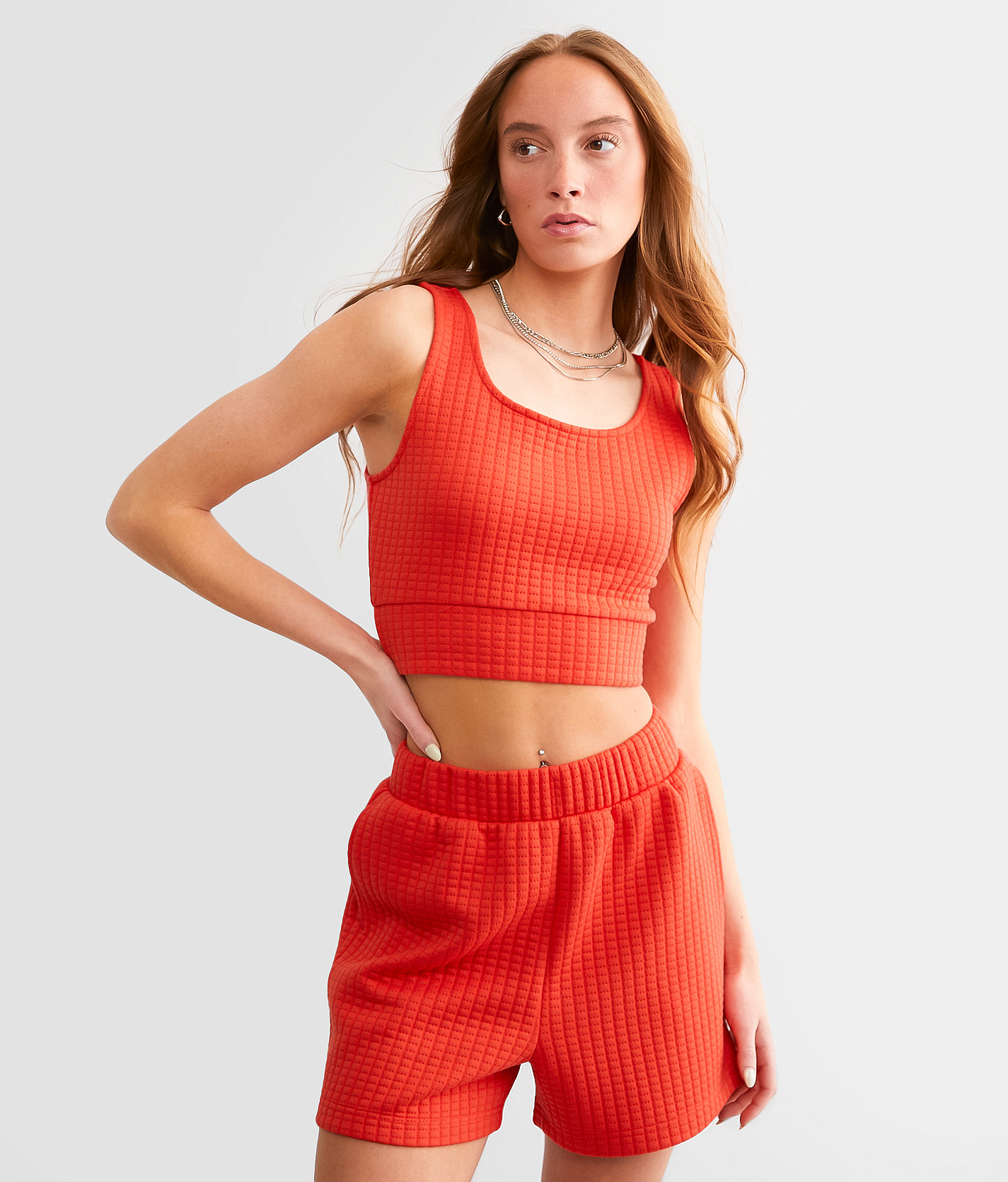 Gilded Intent Quilted Stitch Cropped Tank Top - Women's Tank Tops in Grenadine