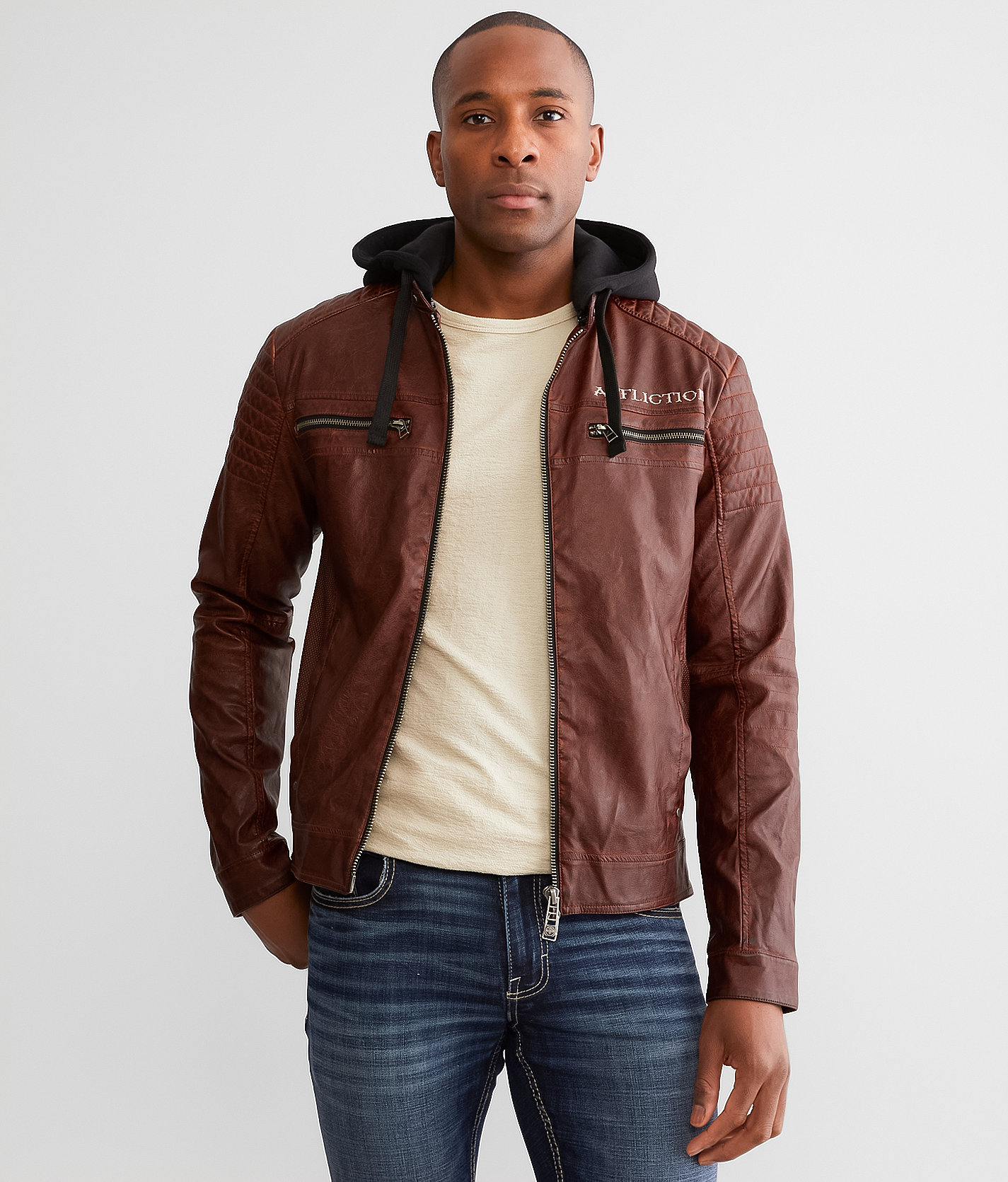 Affliction Code Of Honor Hooded Jacket - Men's Coats & Jackets in Brown