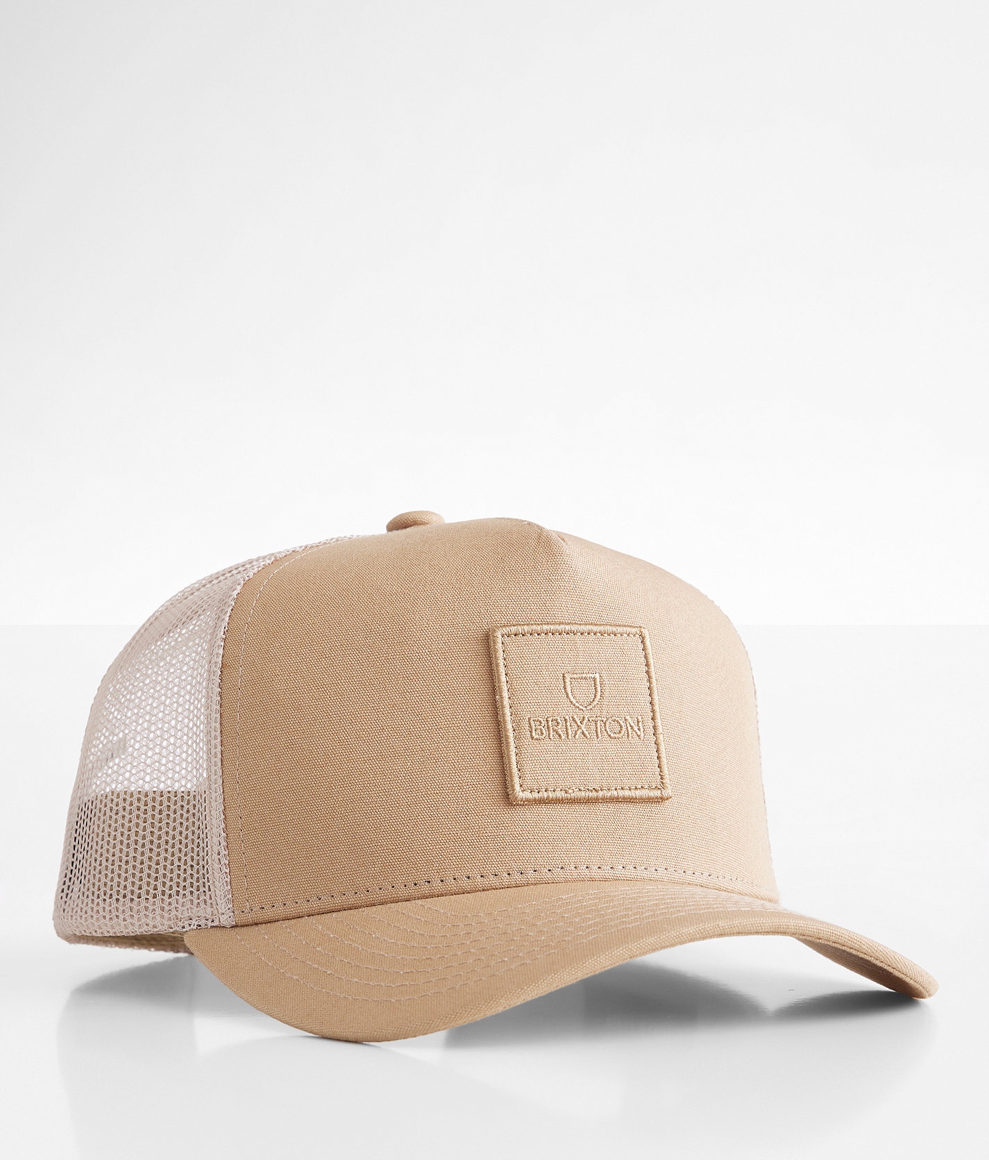 Brixton Alpha Block Trucker Hat - Men's Hats in Khaki