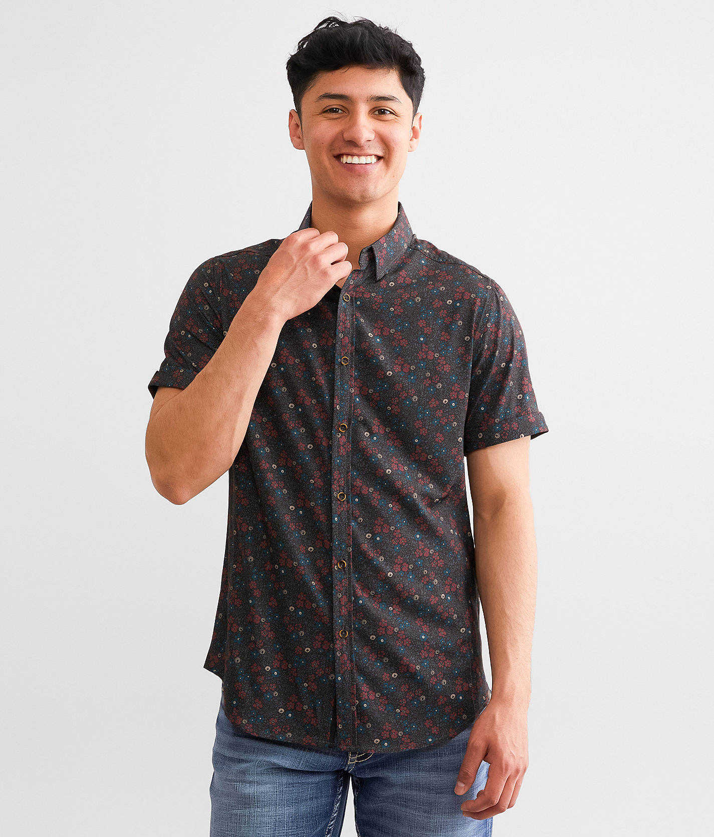 J.B. Holt Floral Standard Performance Stretch Shirt - Men's Shirts in Black