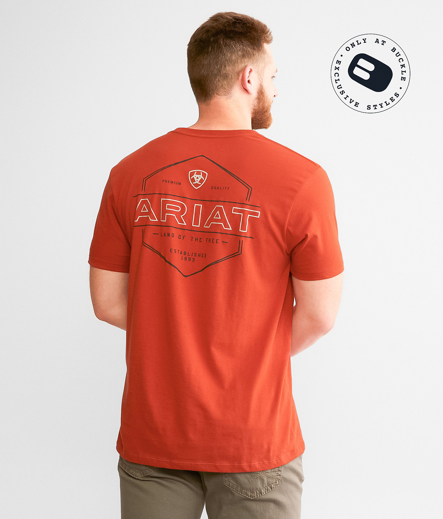 Ariat Line Frame Hex T-Shirt - Men's T-Shirts in Red Ochre