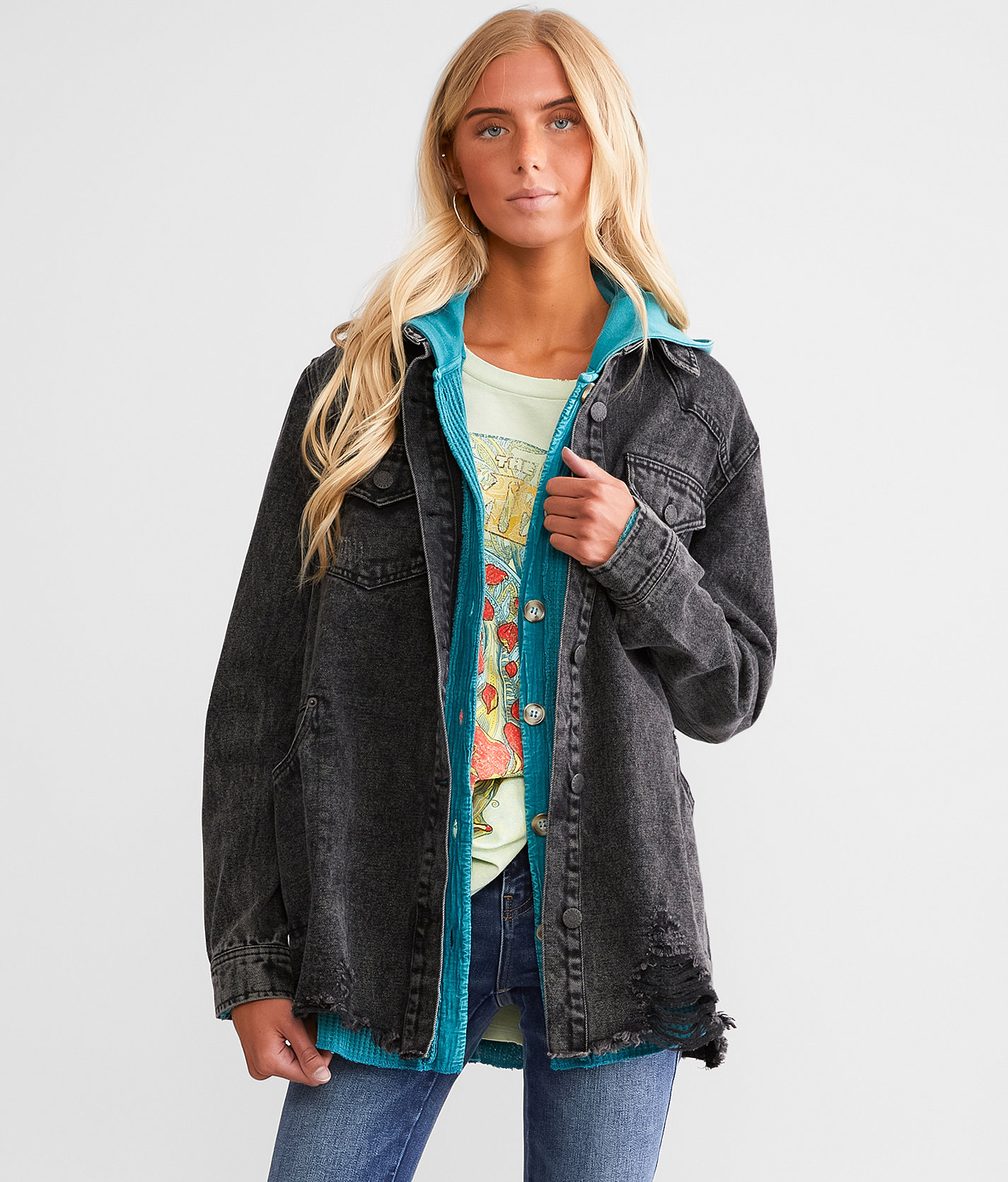 BKE Distressed Denim Jacket - Women's Coats & Jackets in Black