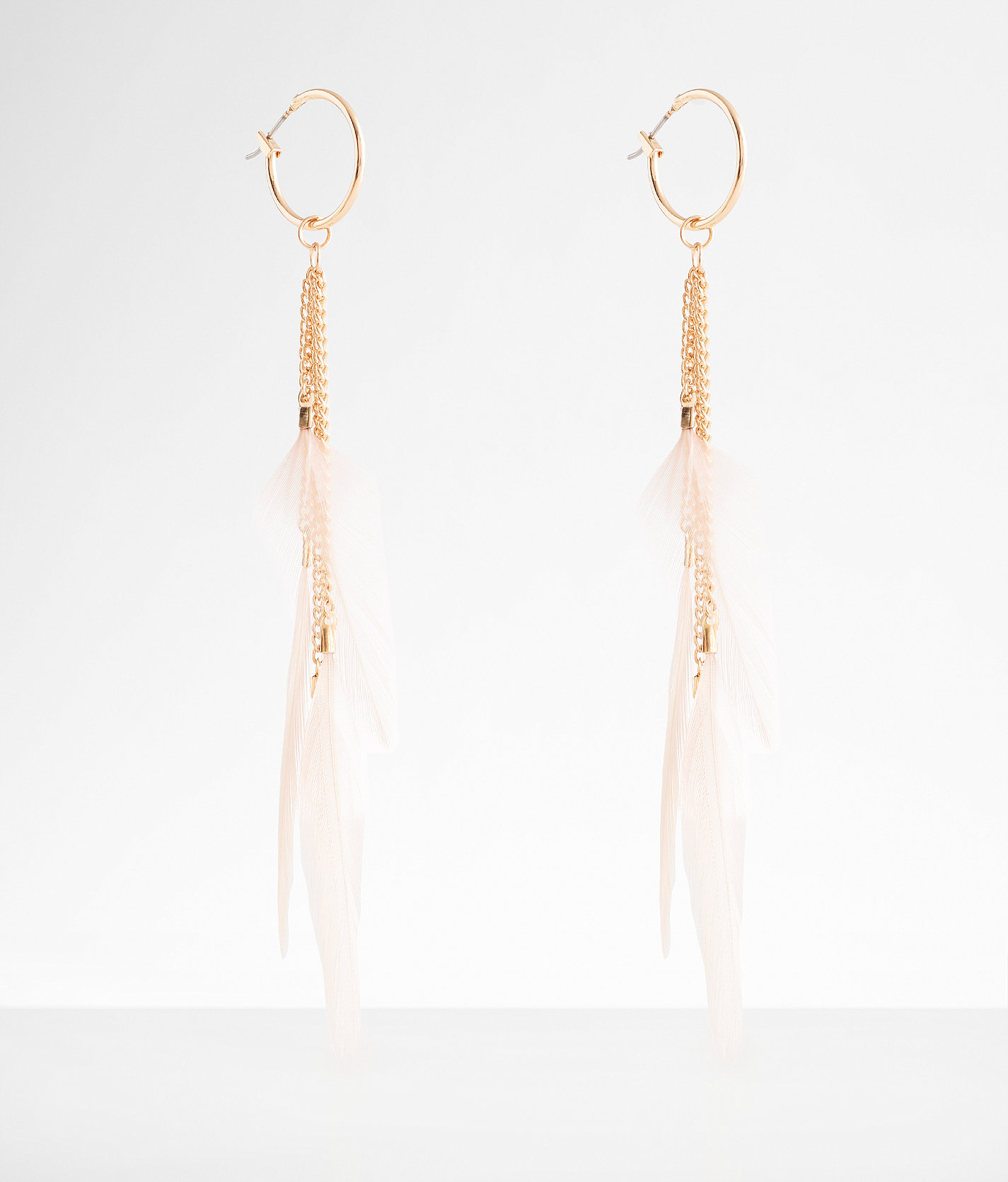 boutique by BKE Feather Fringe Earring - Women's Jewelry in Gold Blush Pink