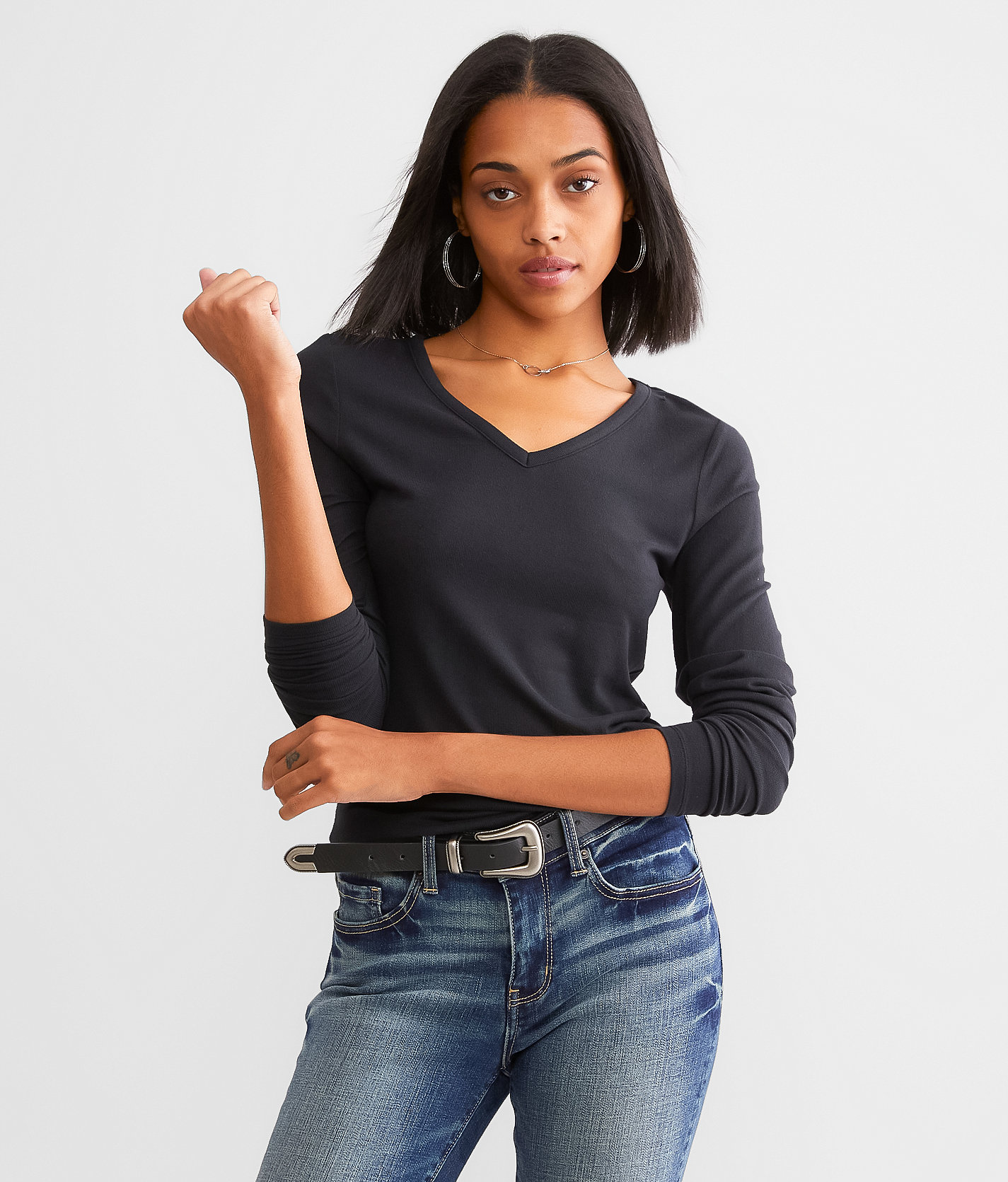 BKE Brushed Knit Top - Women's Shirts & Blouses in Black