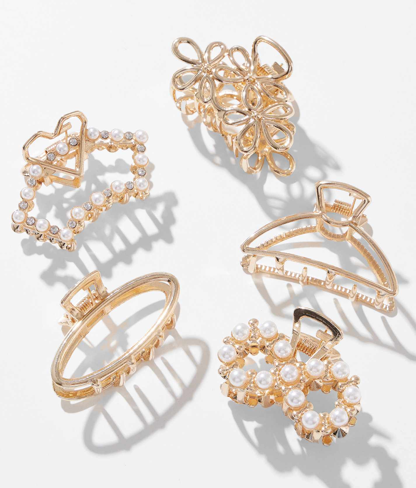 boutique by BKE 5 Pack Mini Hair Claw Clips - Women's Hair Accessories in Gold