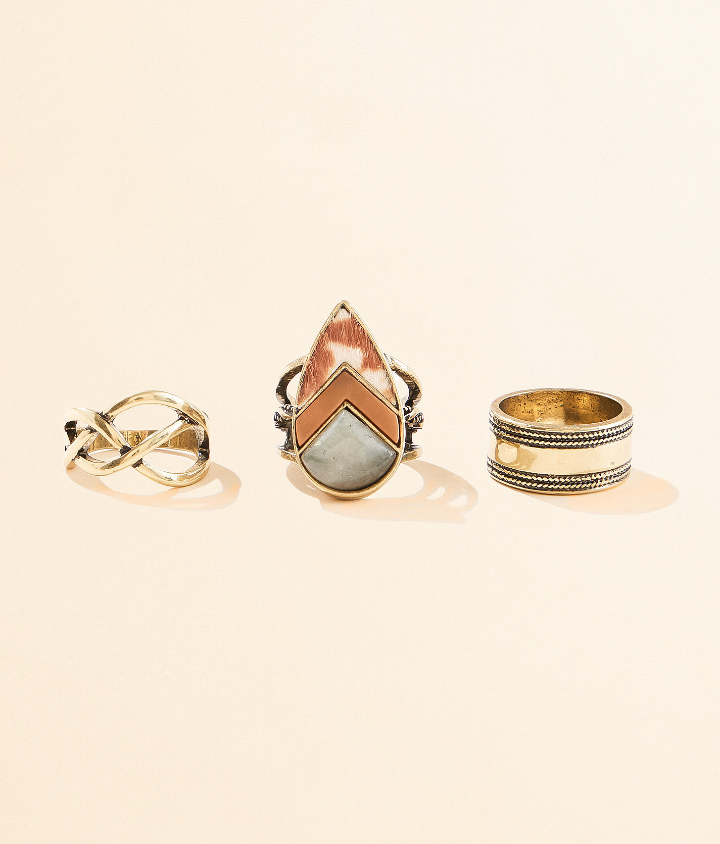 boutique by BKE 3 Pack Chunky Ring Set - Women's Jewelry in Gold