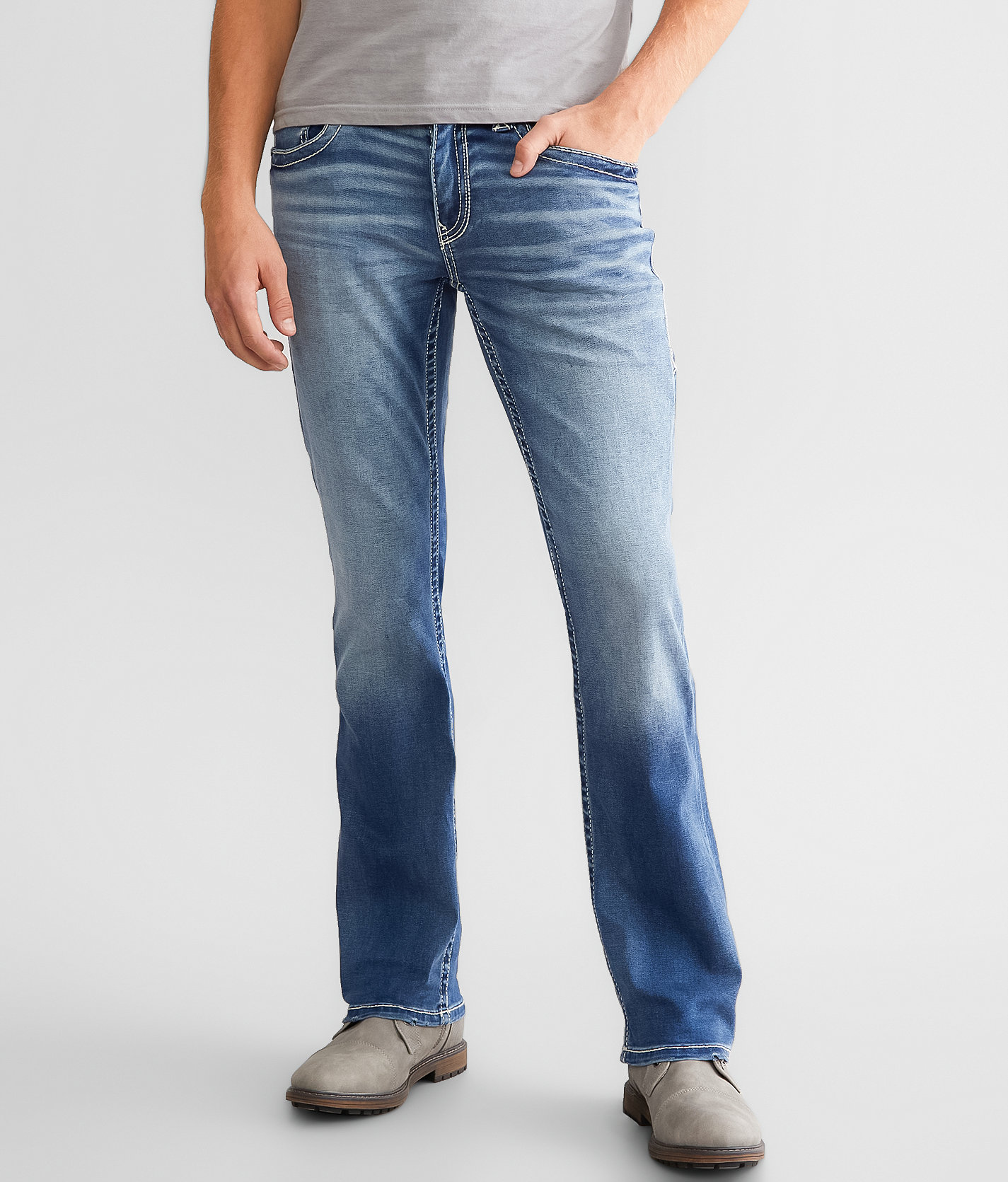 Buckle Black Three Boot Stretch Jean - Men's Jeans in Olive