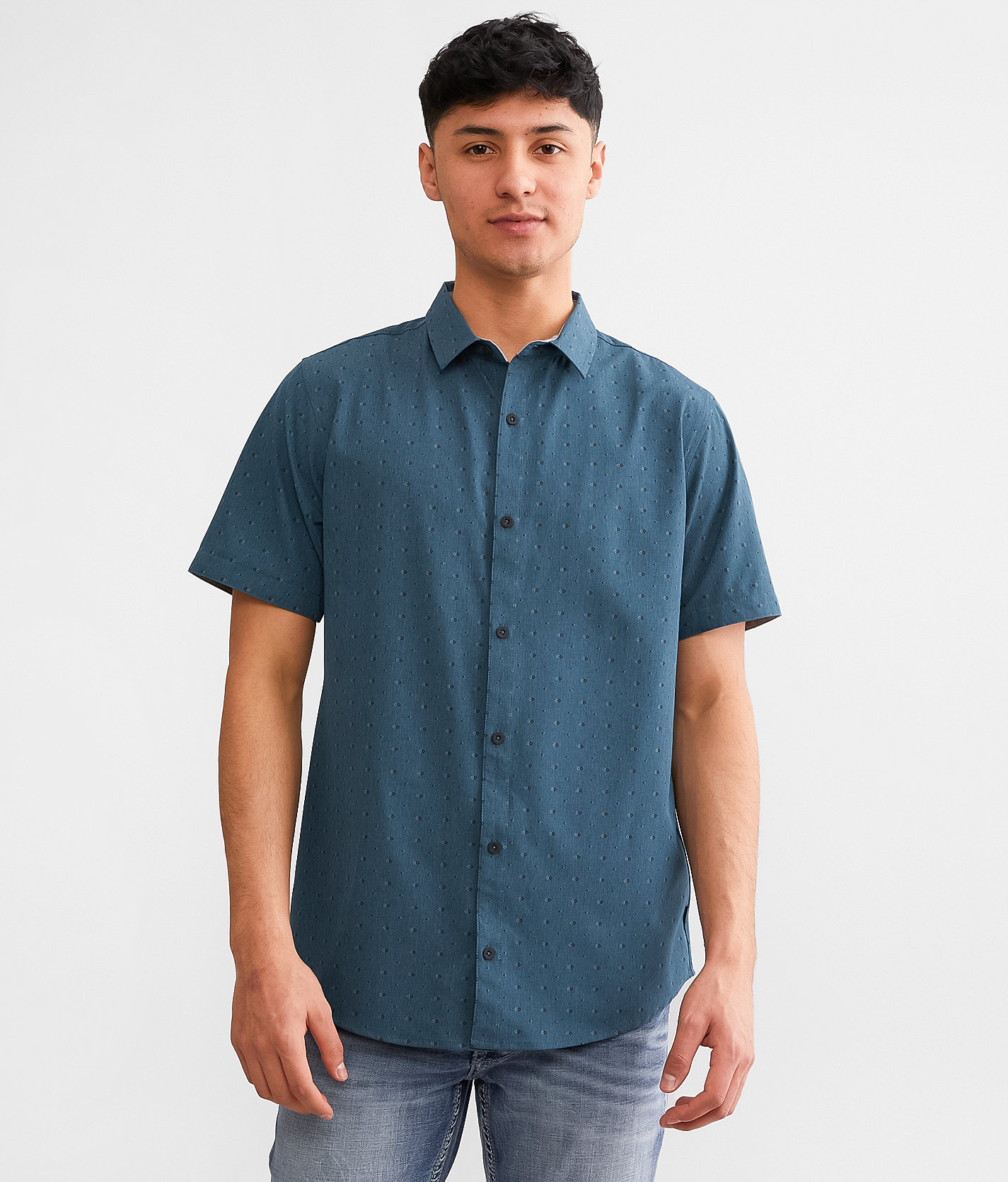 Departwest Double Diamond Performance Stretch Shirt - Men's Shirts in Aqua Heather