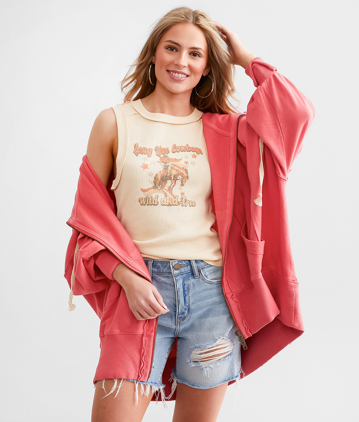 Free People Camden Oversized Hoodie - Women's Sweatshirts in Miami Beet