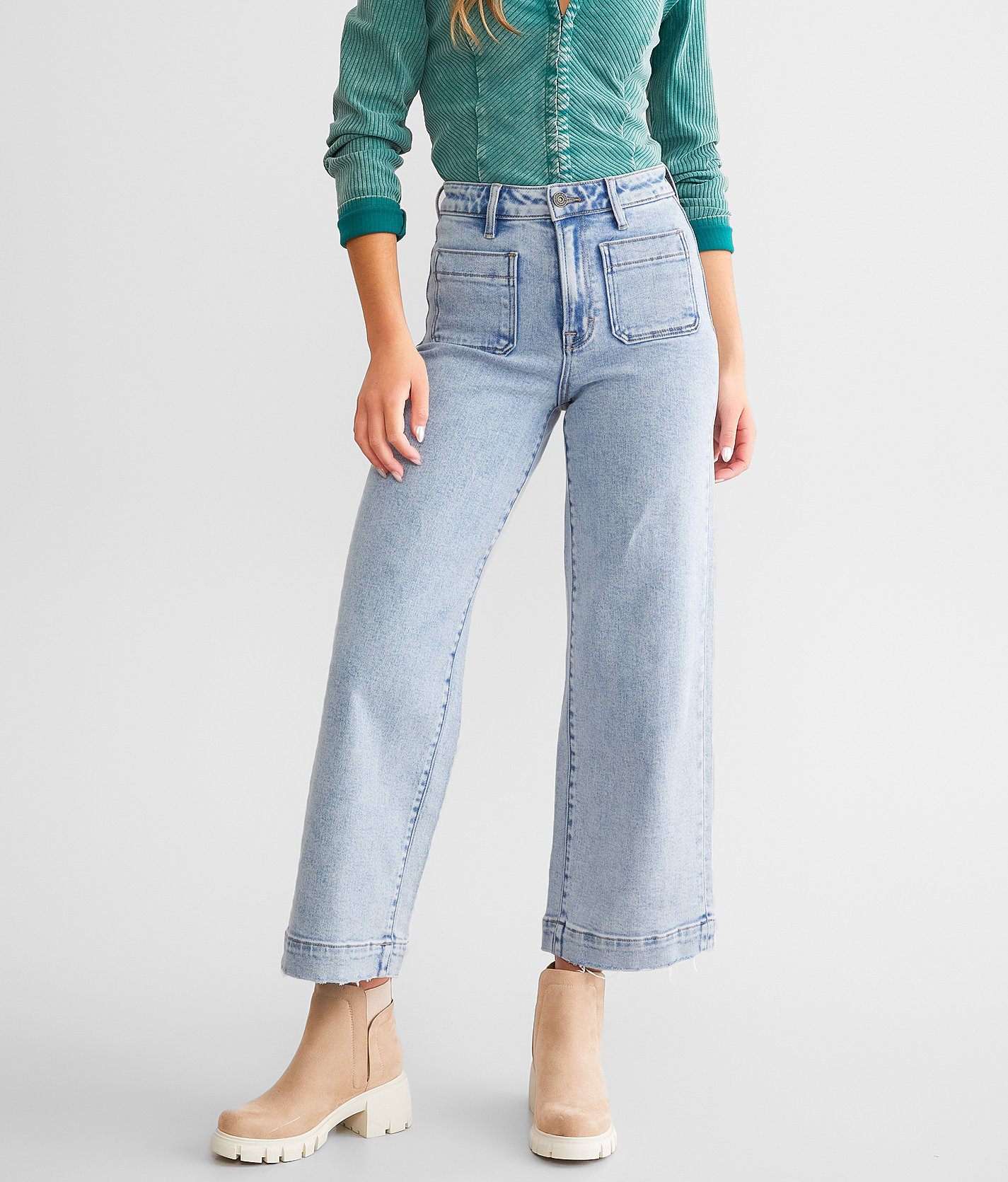 HIDDEN Nori Cropped Wide Leg - Women's Jeans in Light