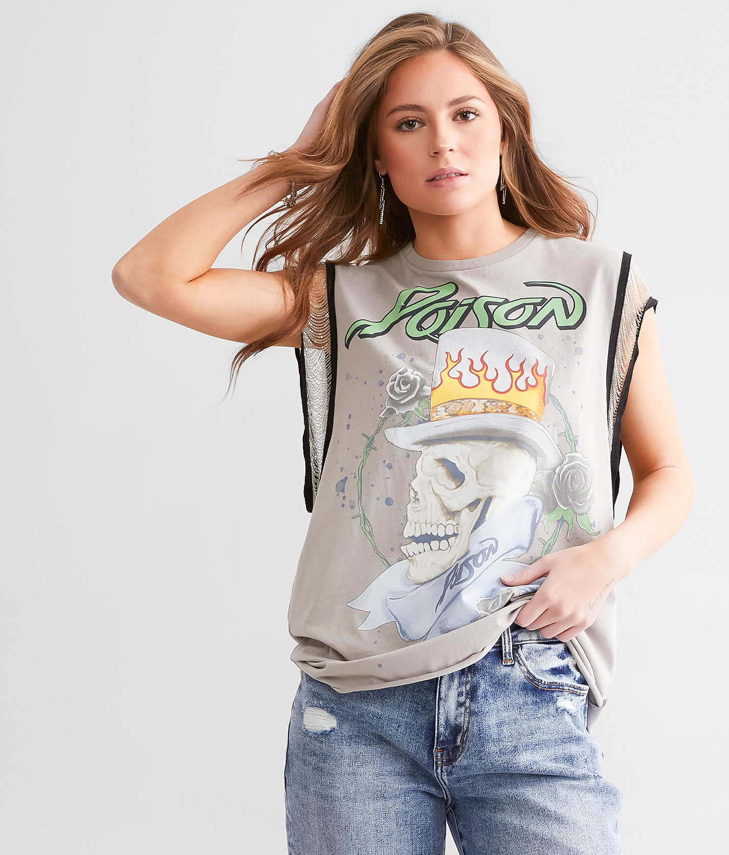 Goodie Two Sleeves Poison Chain Trim Band Tank Top - Women's Tank Tops in Paloma