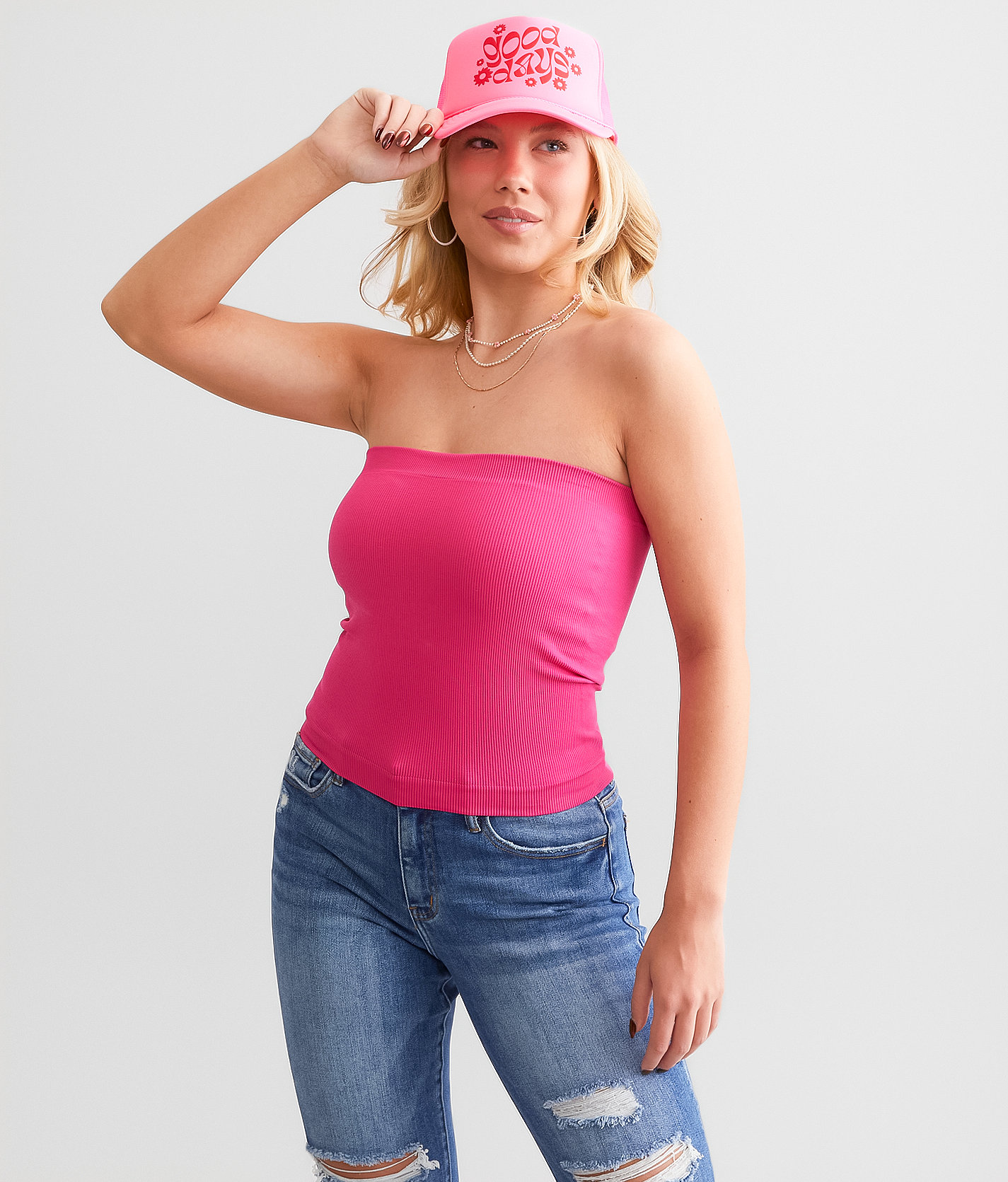 Freshwear Ribbed Seamless Tube Top - Women's Shirts & Blouses in Fuchsia Purple