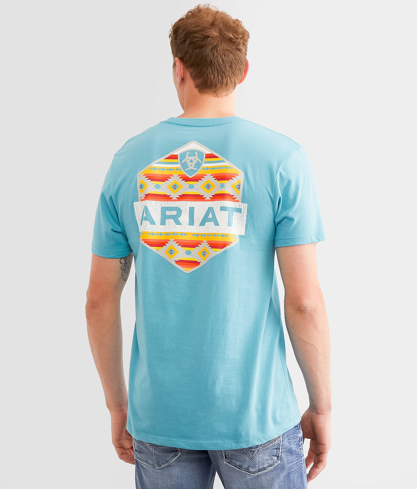 Ariat Southwestern Hex Bar T-Shirt - Men's T-Shirts in Reef Waters