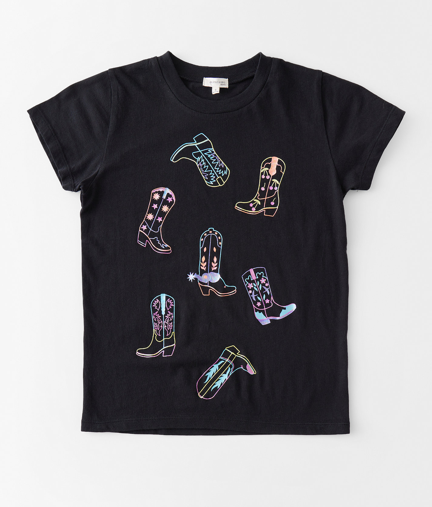 Girls - Modish Rebel Cowgirl Boots T-Shirt - Girl's T-Shirts in Black