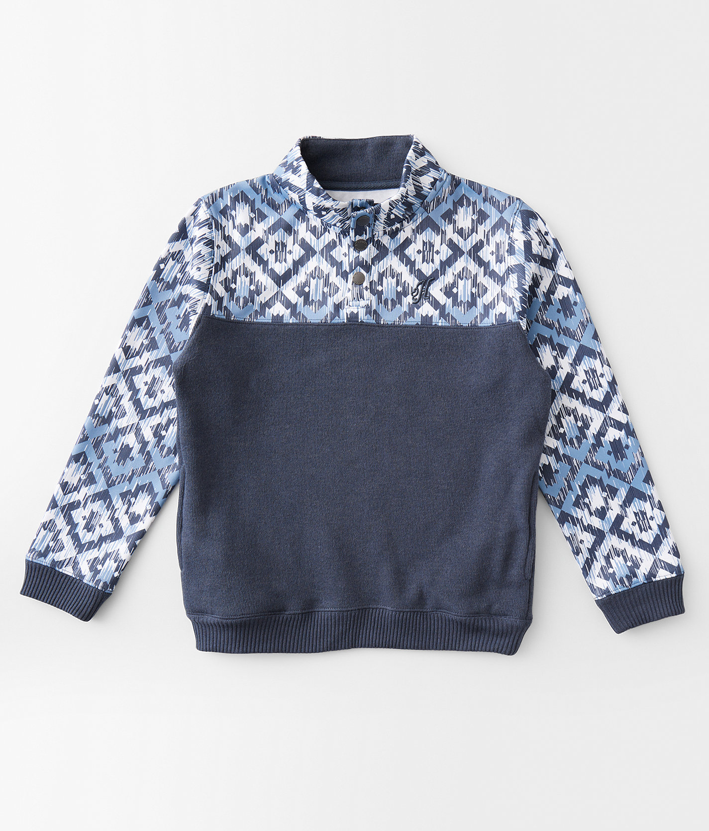 Boys - Hooey Stevie Mock Neck Pullover - Boy's Sweatshirts in White Blue