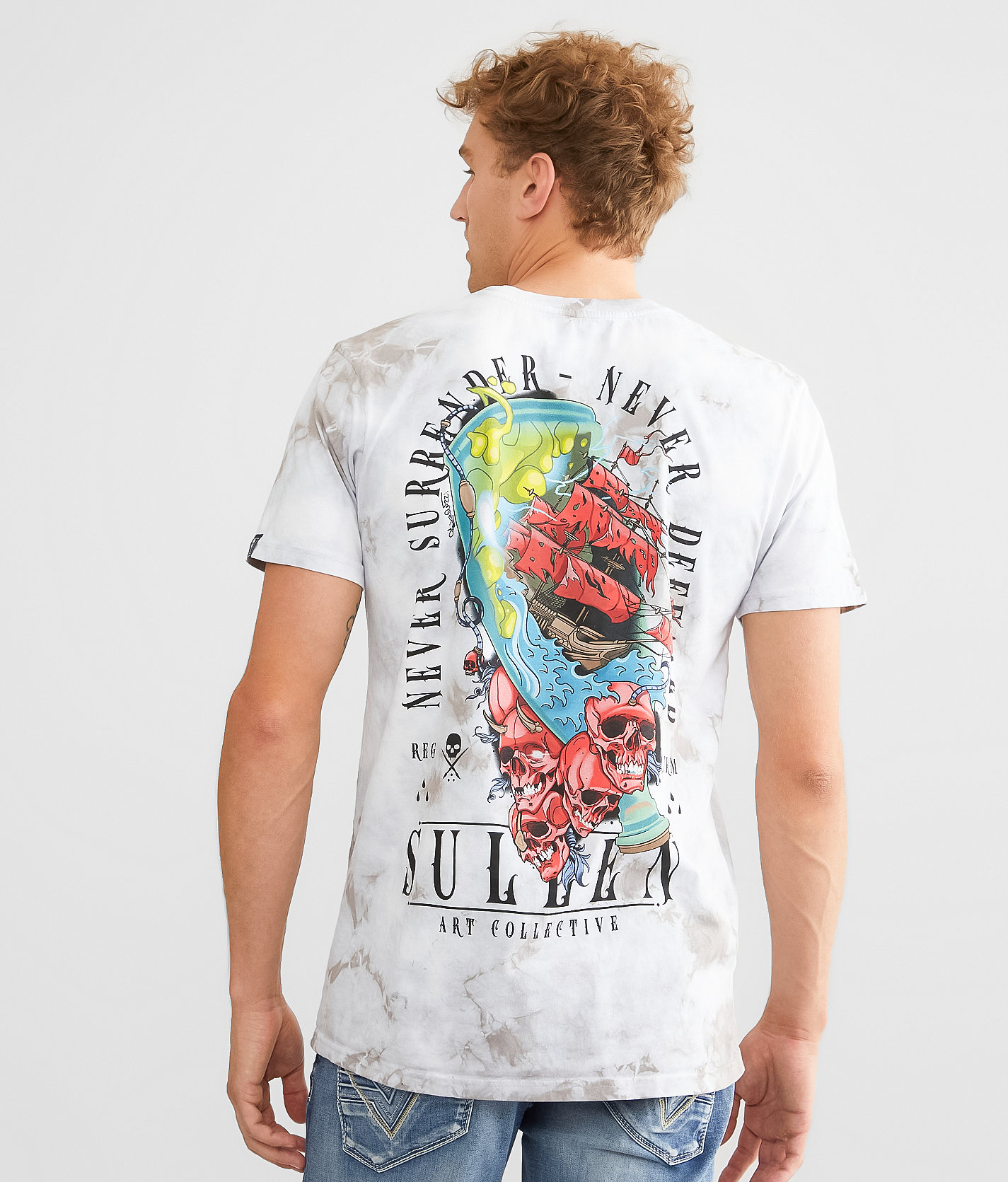 Sullen Pirates T-Shirt - Men's T-Shirts in White Lt Grey Crystal Was
