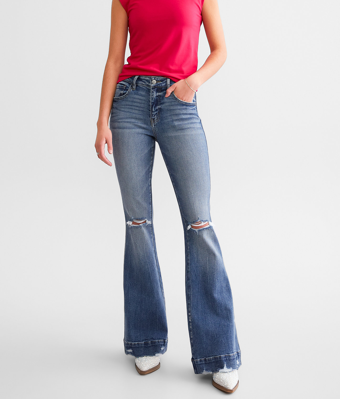 KanCan Signature High Rise Flare Stretch Jean - Women's Jeans in Callie